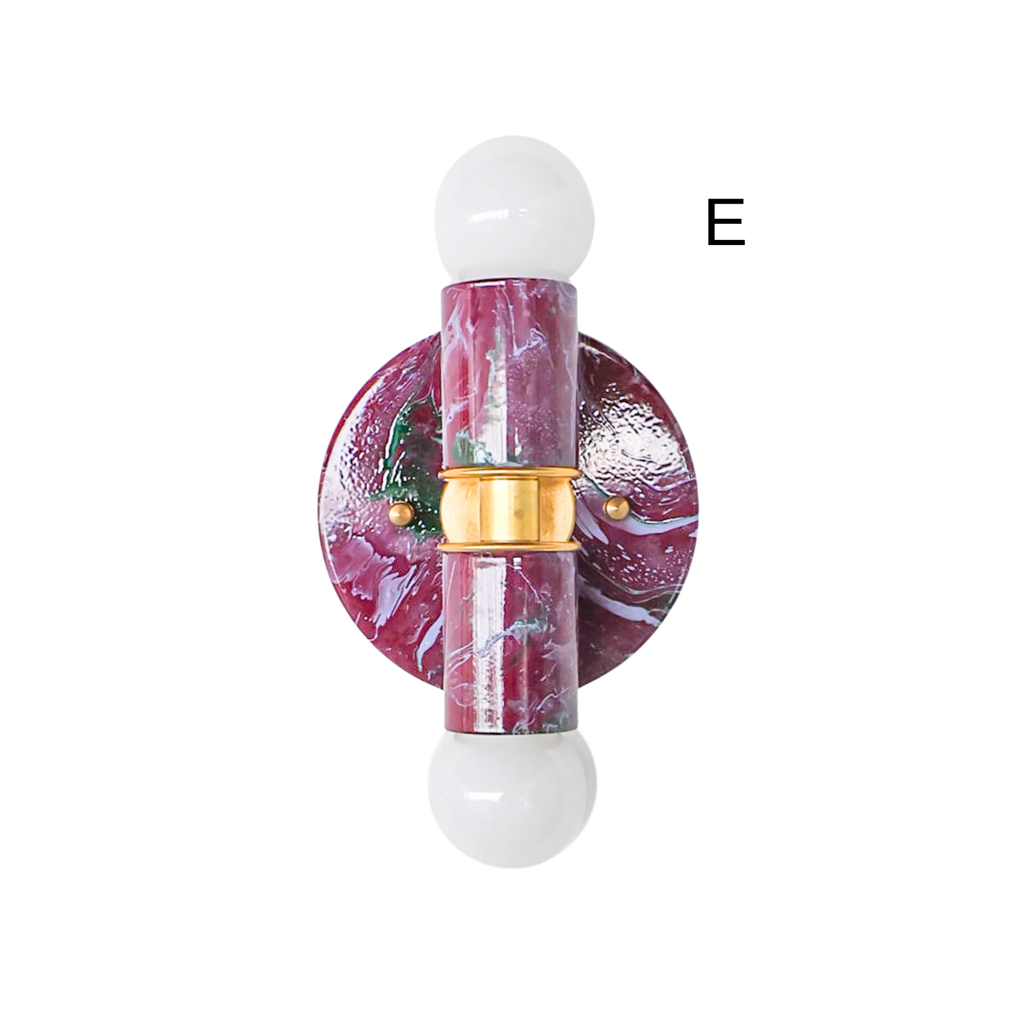Black Cherry, Olive, & Lilac Marbled Thalia Sconces - Image 6