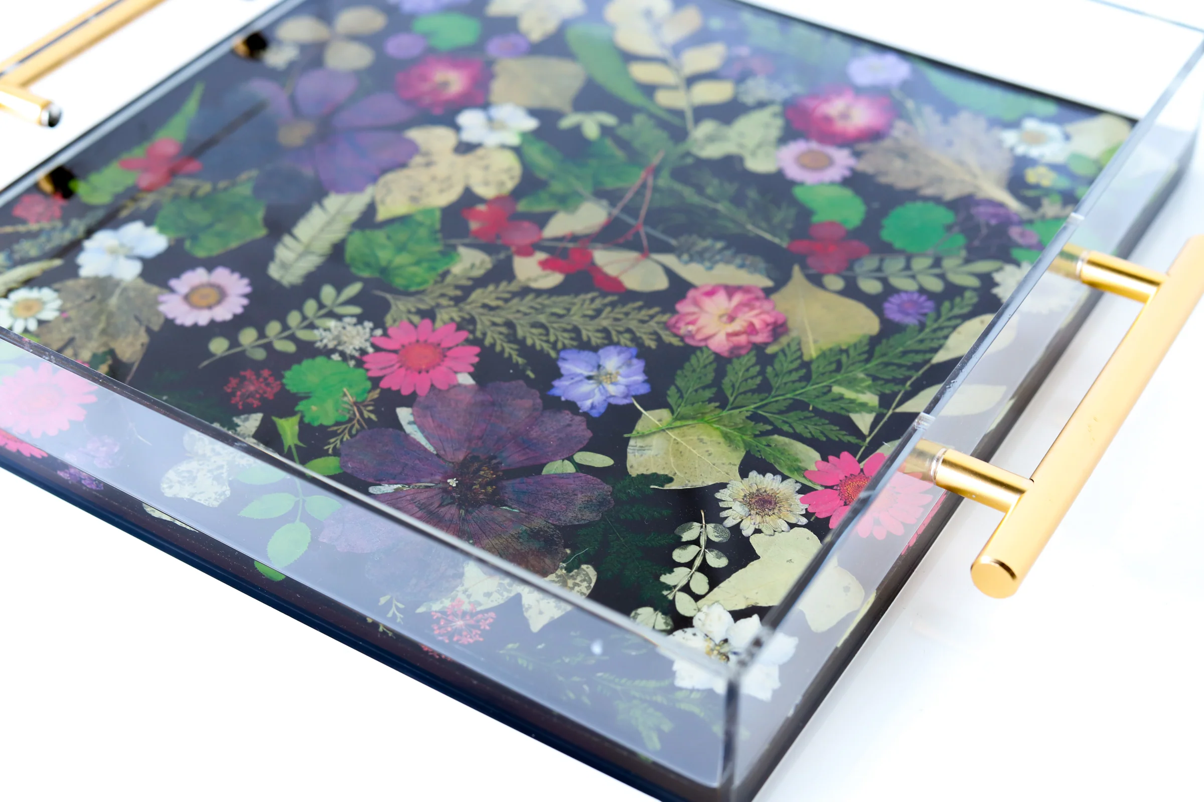 Black Tray with Purple & Red Flowers - Image 6