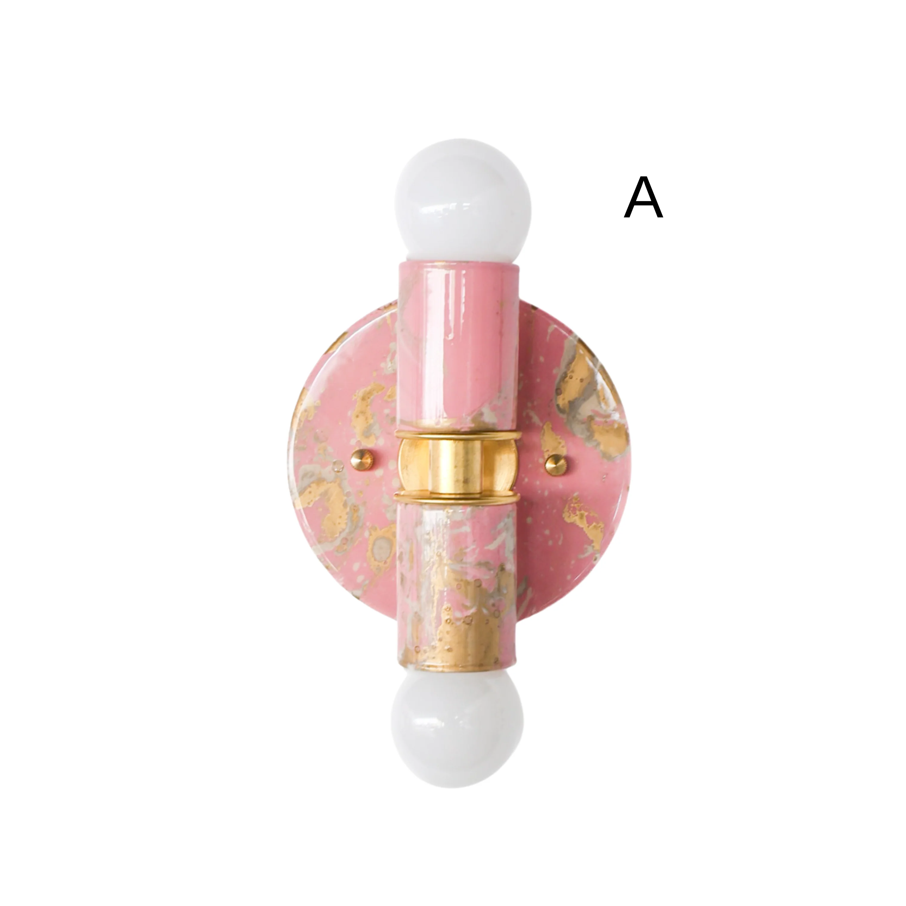 Blush Pink, Cream, & Gold Marbled Small Thalia Sconces - Image 2