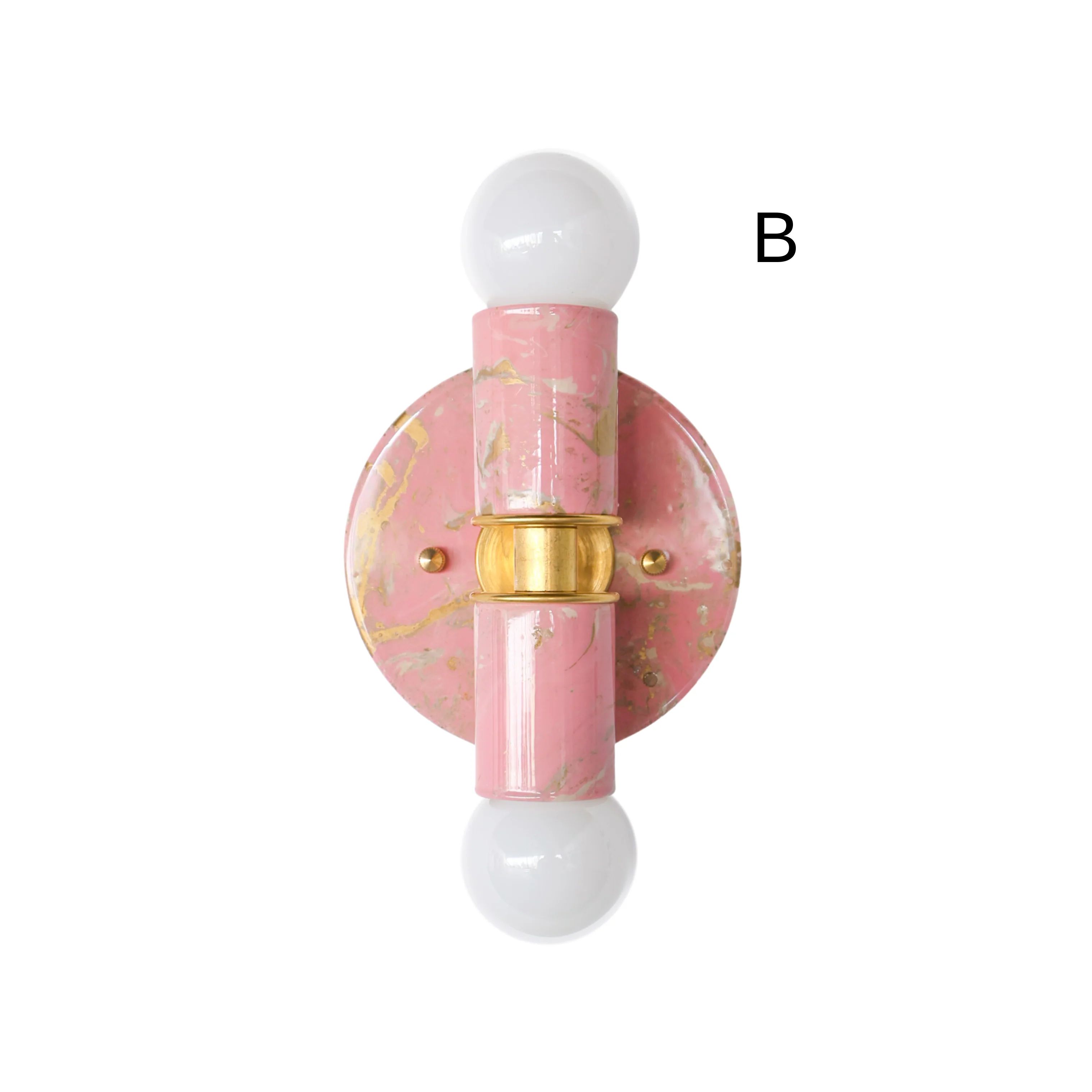 Blush Pink, Cream, & Gold Marbled Small Thalia Sconces - Image 3