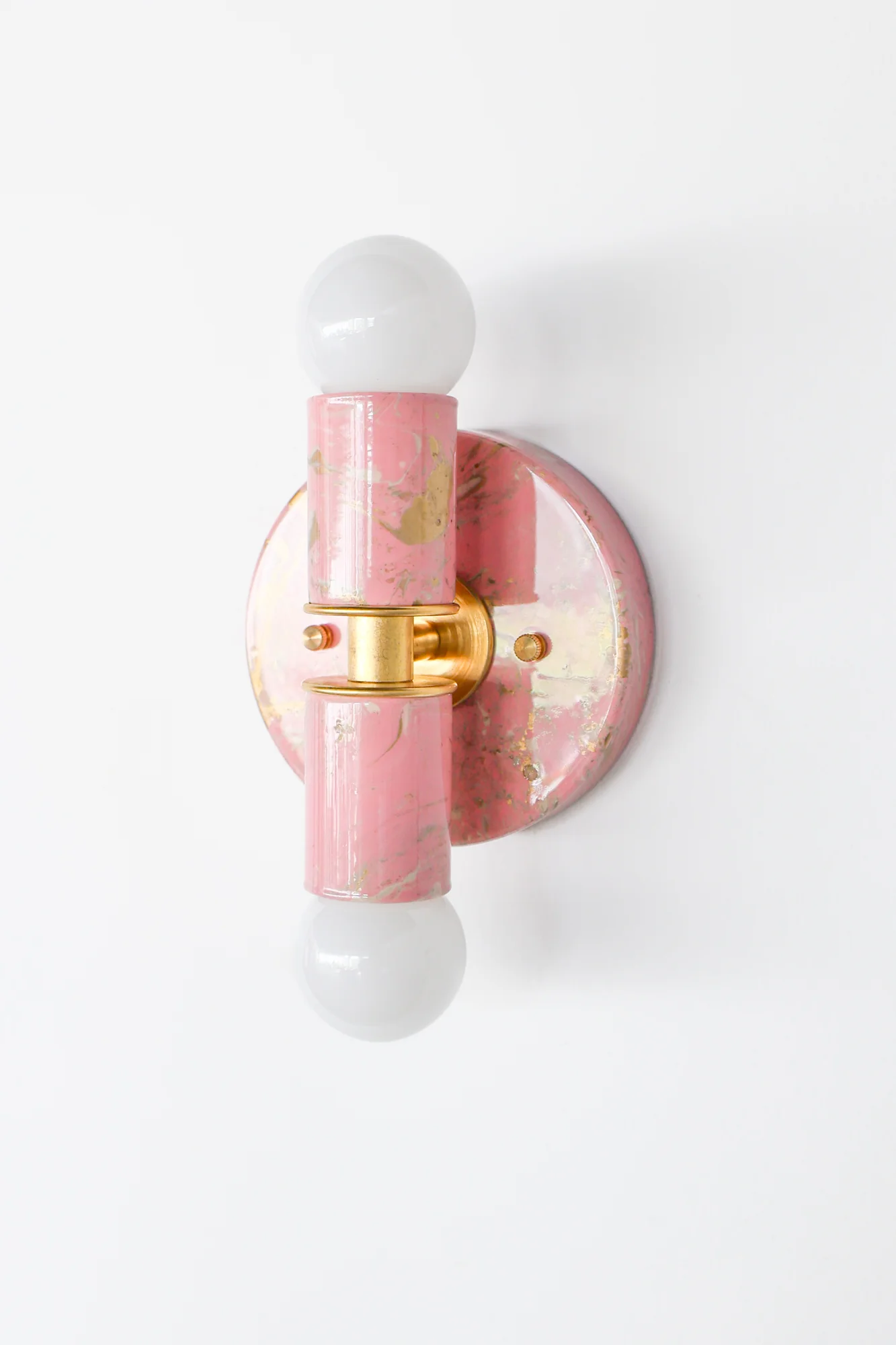 Blush Pink, Cream, & Gold Marbled Small Thalia Sconces - Image 6