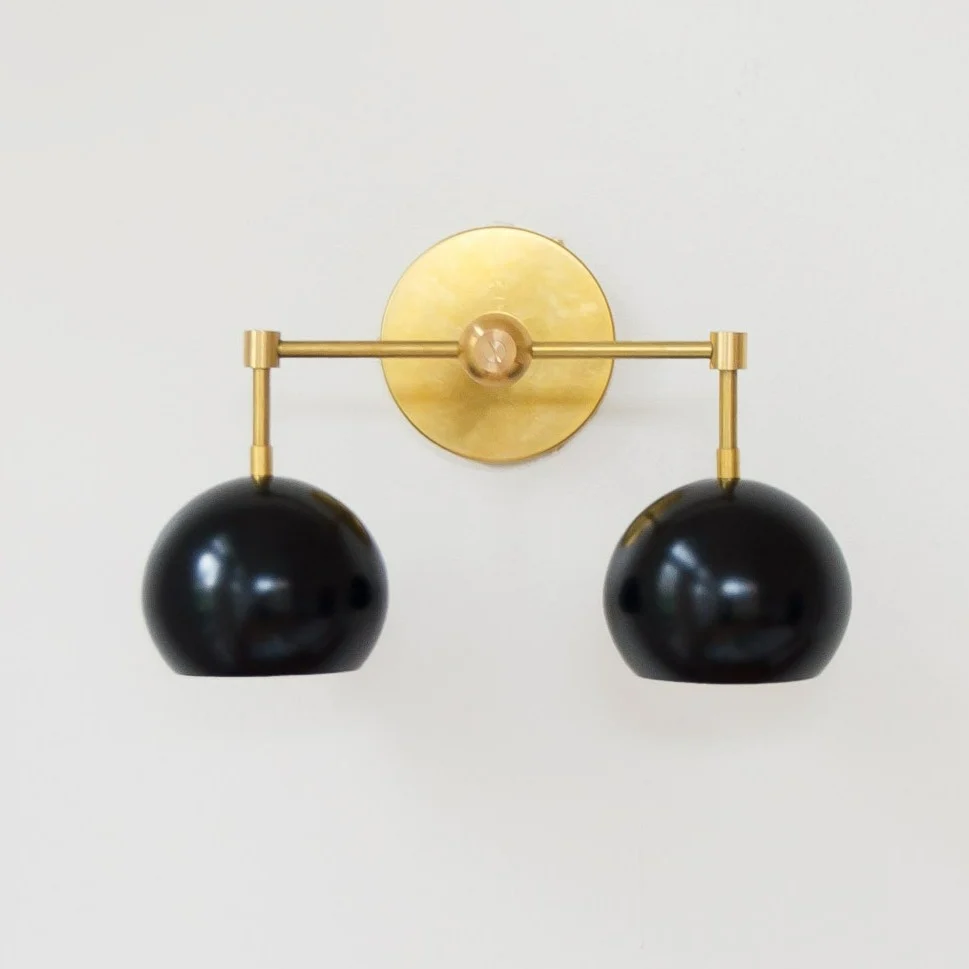 Double Loa Sconce with Black Shades - Image 2