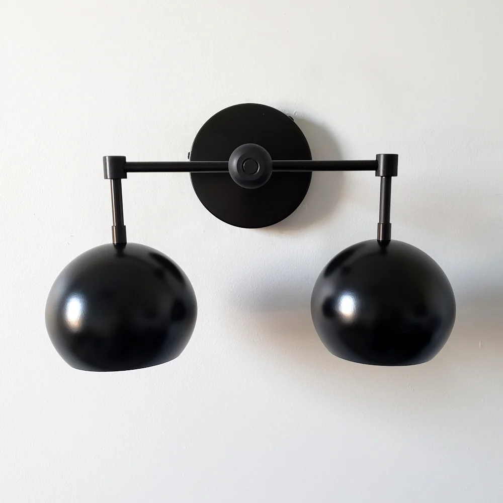 Double Loa Sconce with Black Shades - Image 4