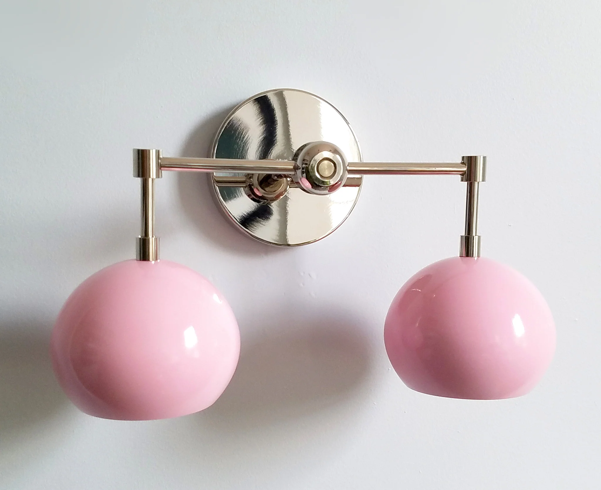 Double Loa Sconce with Blush Pink Shades - Image 10