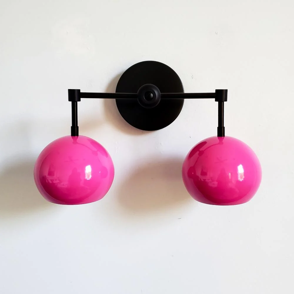 Double Loa Sconce with Doll Pink Shades - Image 9