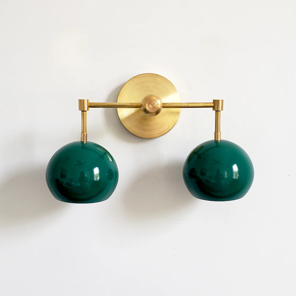 Double Loa Sconce with Mermaid Green Shades - Image 13