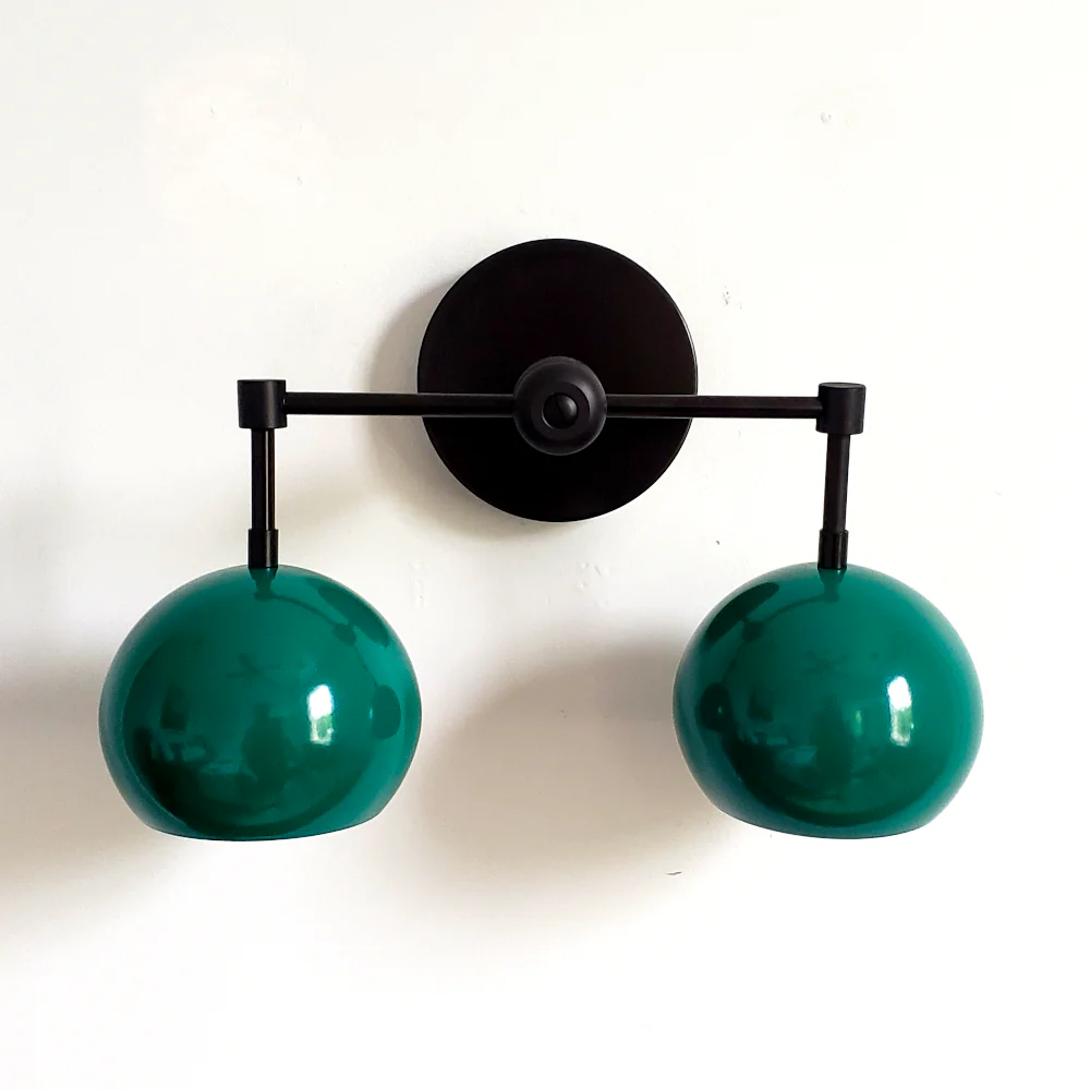 Double Loa Sconce with Mermaid Green Shades - Image 8