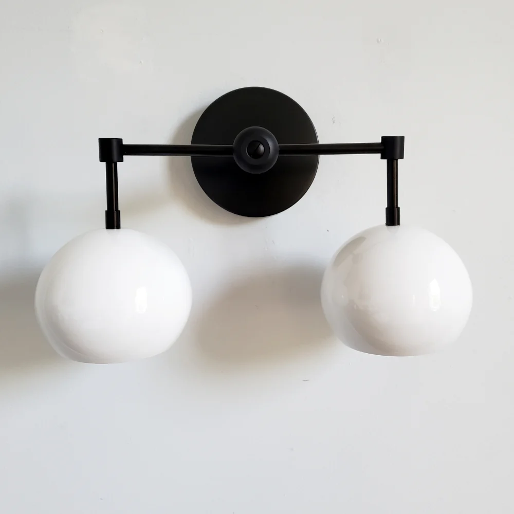 Double Loa Sconce with White Shades - Image 5