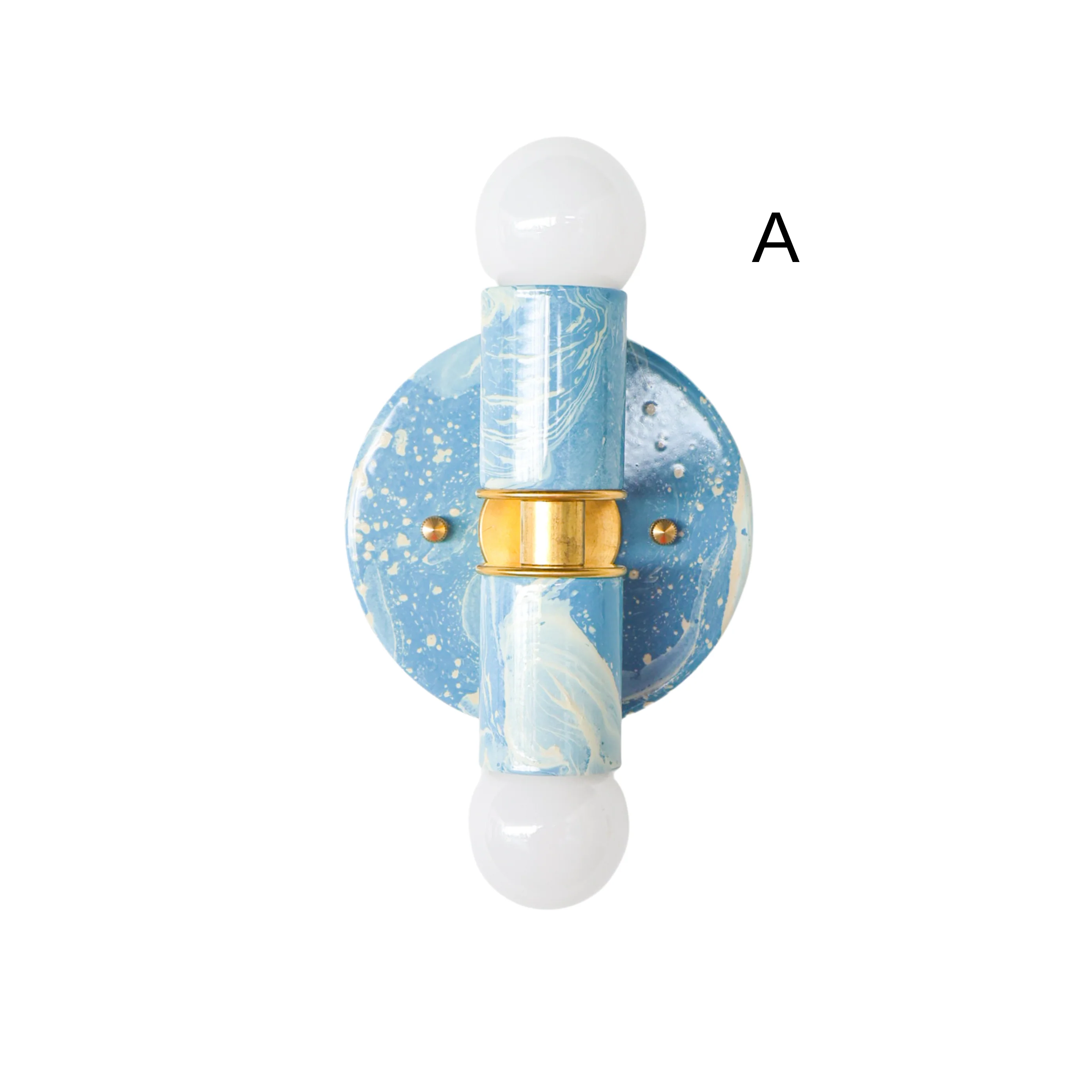 Hydrangea Blue & Cream Marbled Small Thalia Sconces - Image 3