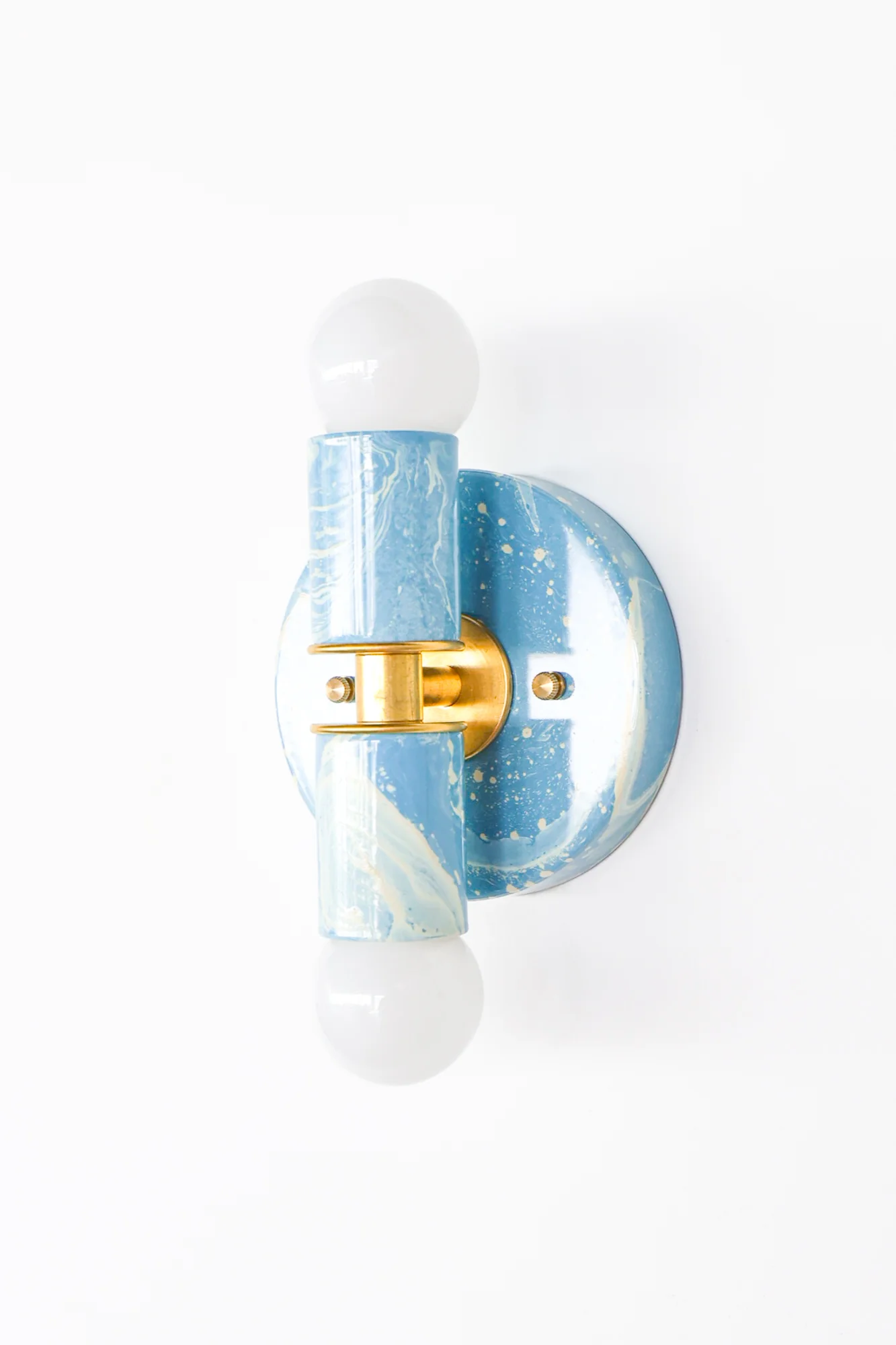 Hydrangea Blue & Cream Marbled Small Thalia Sconces - Image 6