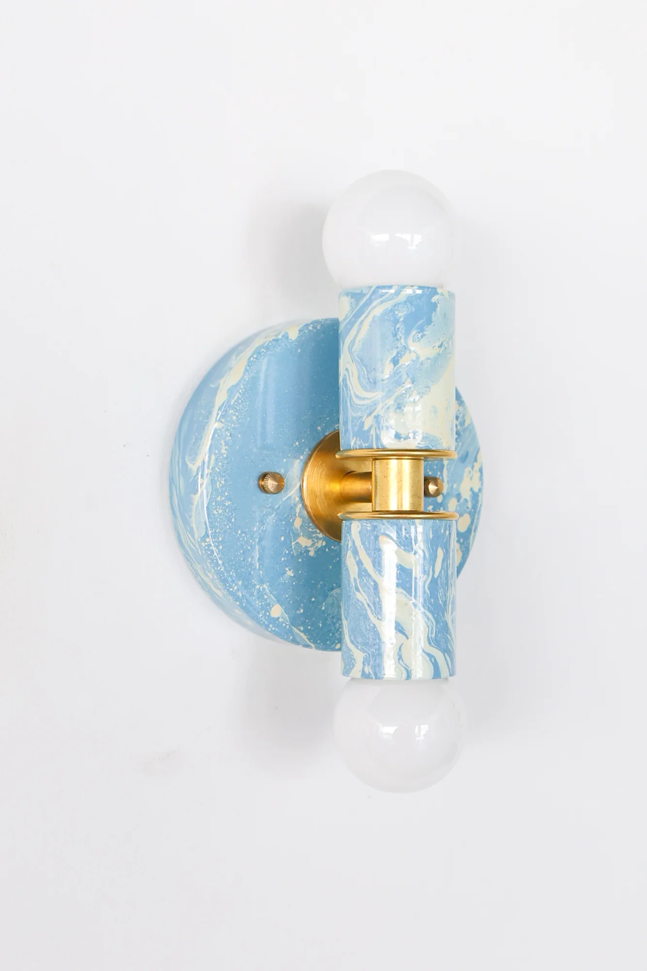 Hydrangea Blue & Cream Marbled Small Thalia Sconces - Image 8