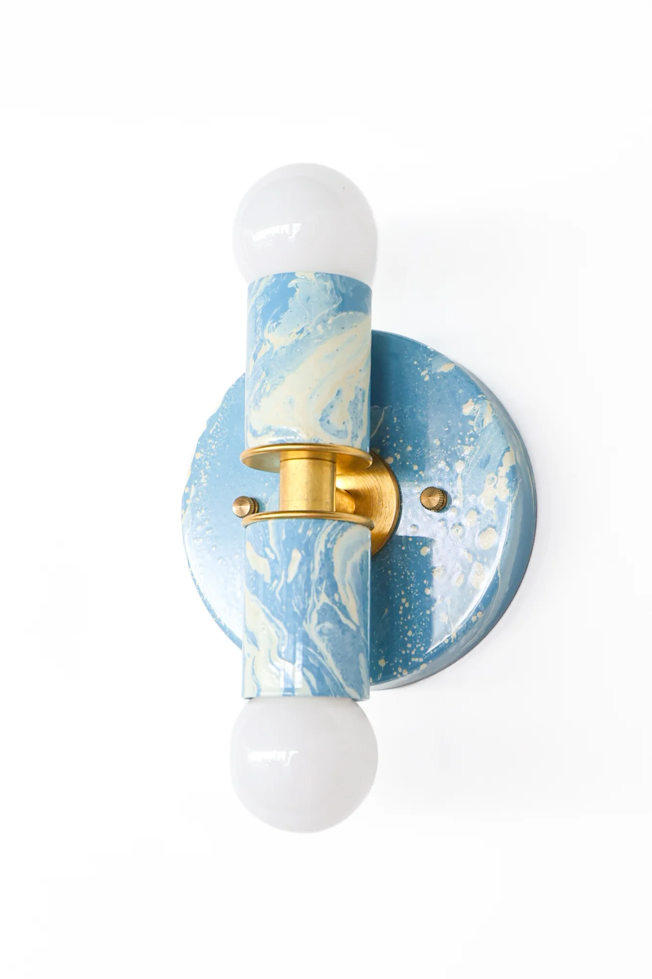 Hydrangea Blue & Cream Marbled Small Thalia Sconces - Image 9
