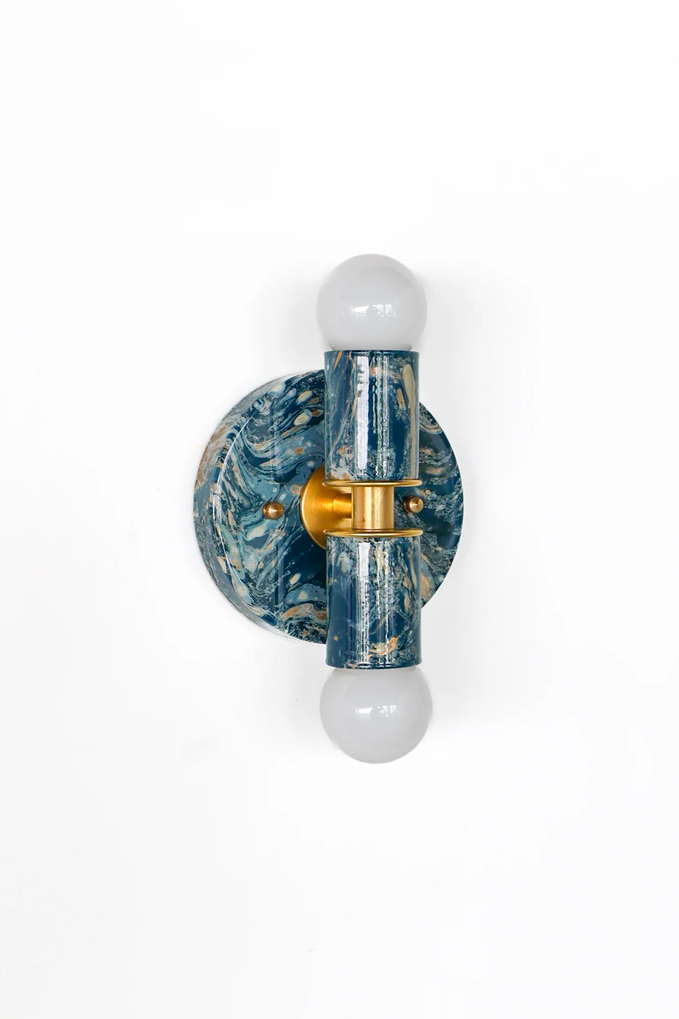 Lagoon, Cream, & Gold Marbled Small Thalia Sconces - Image 8