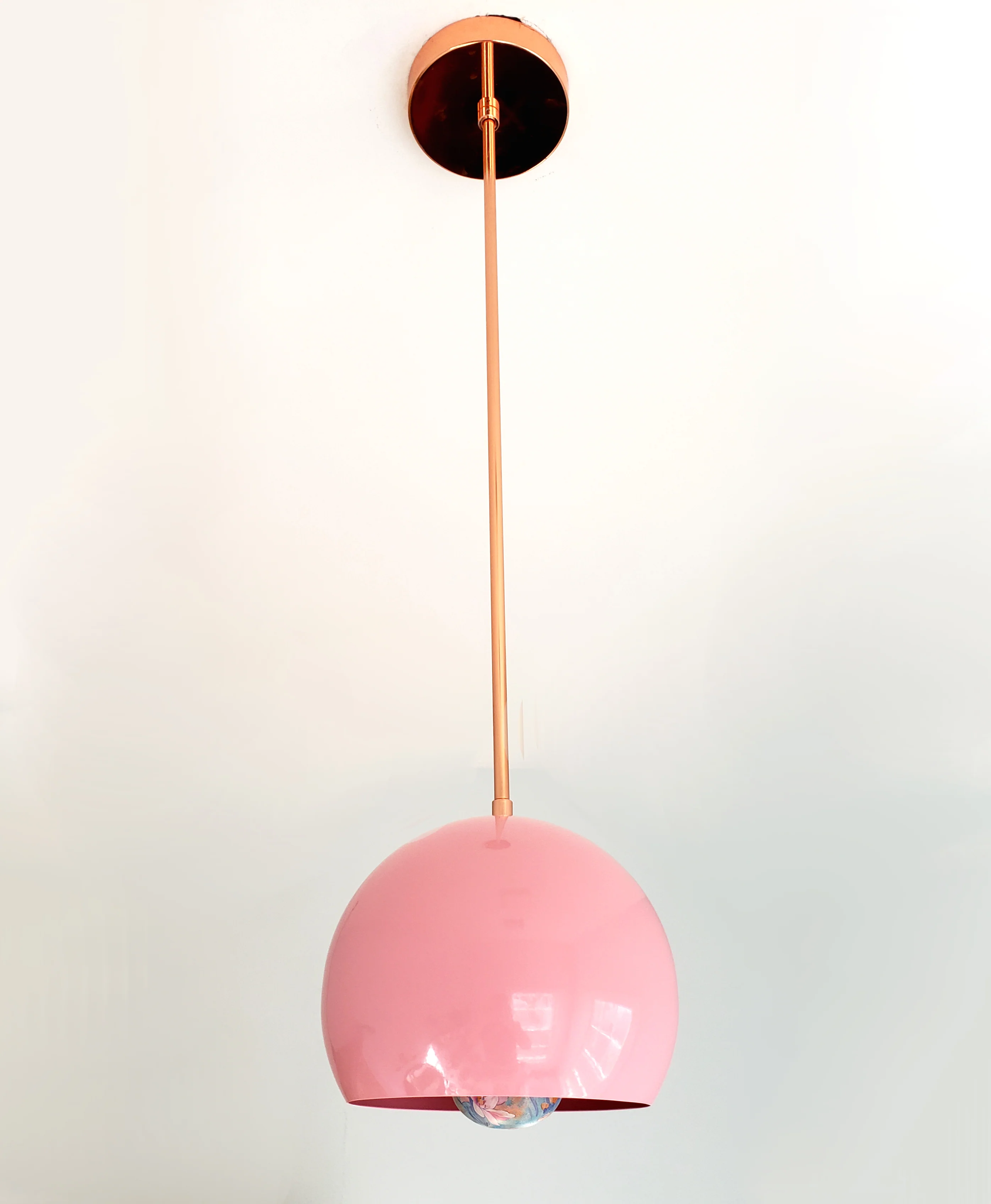 Large Loa Pendant with Blush Pink Shade - Image 9