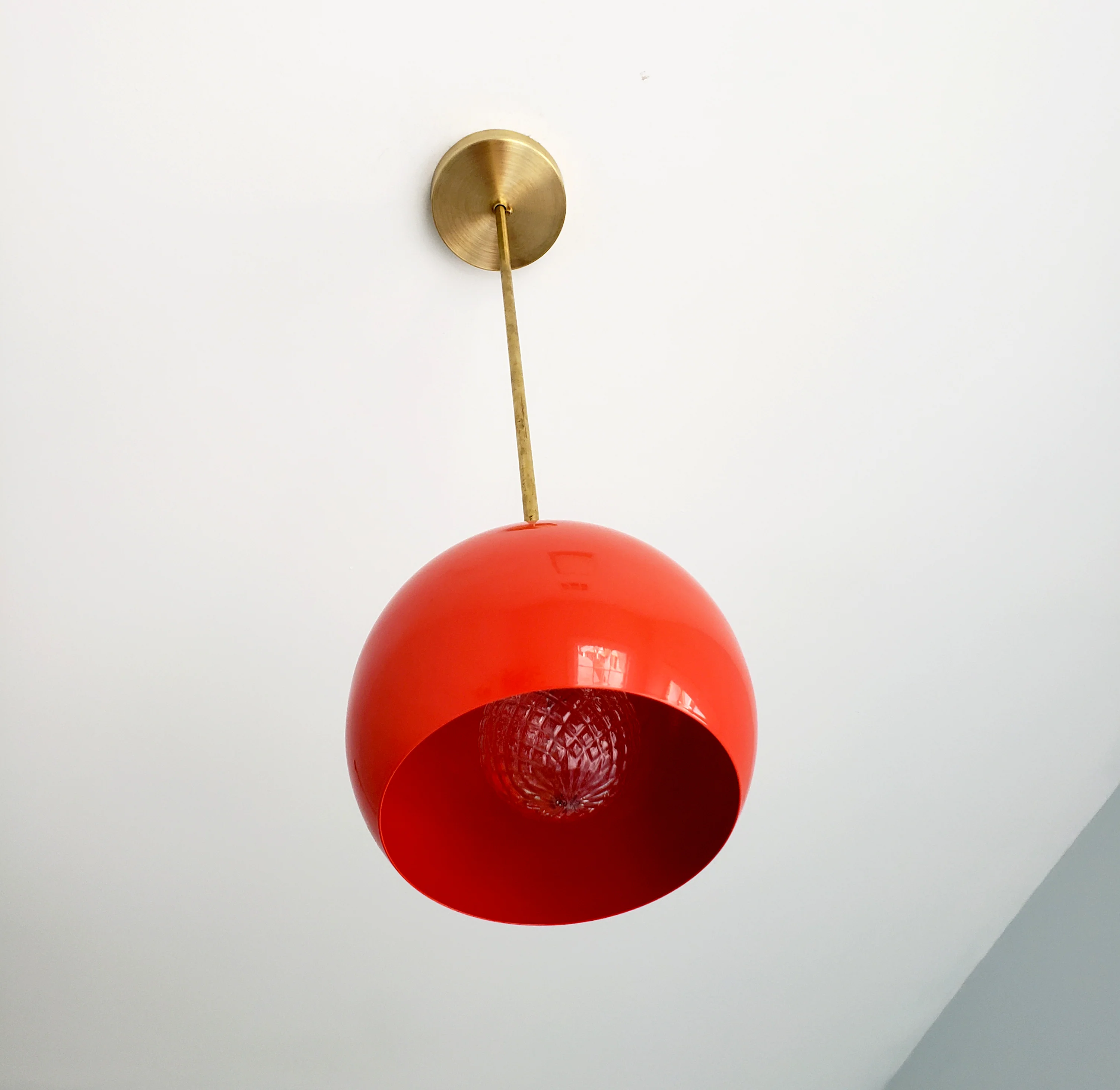 Large Loa Pendant with Flame Orange Shade - Image 4