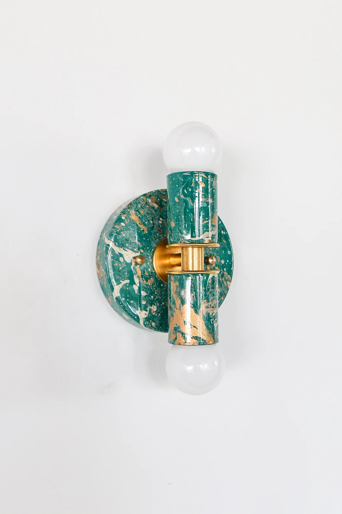 Mermaid Green, Cream, & Gold Marbled Small Thalia Sconces - Image 14