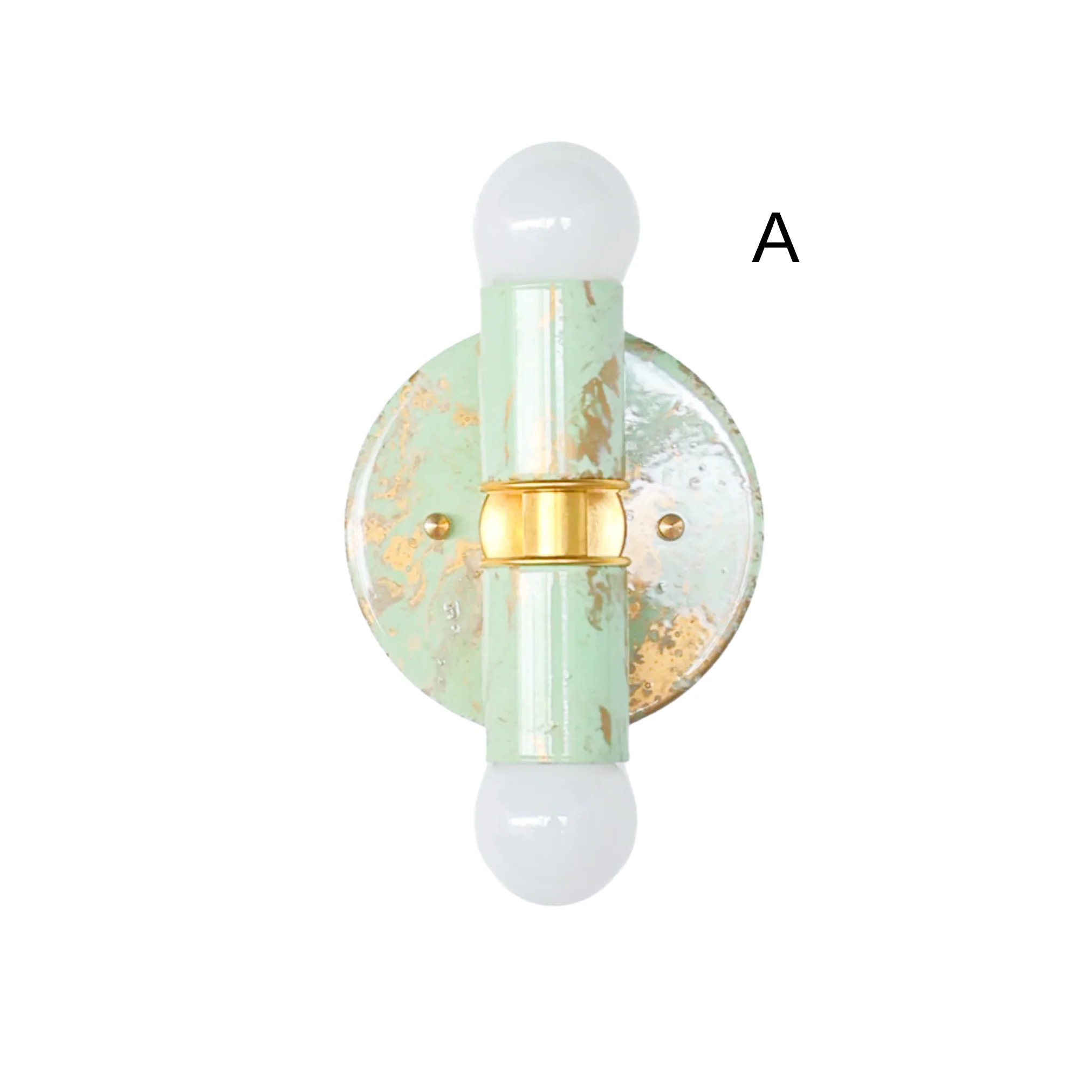 Mint, Cream, & Gold Marbled Small Thalia Sconces - Image 2