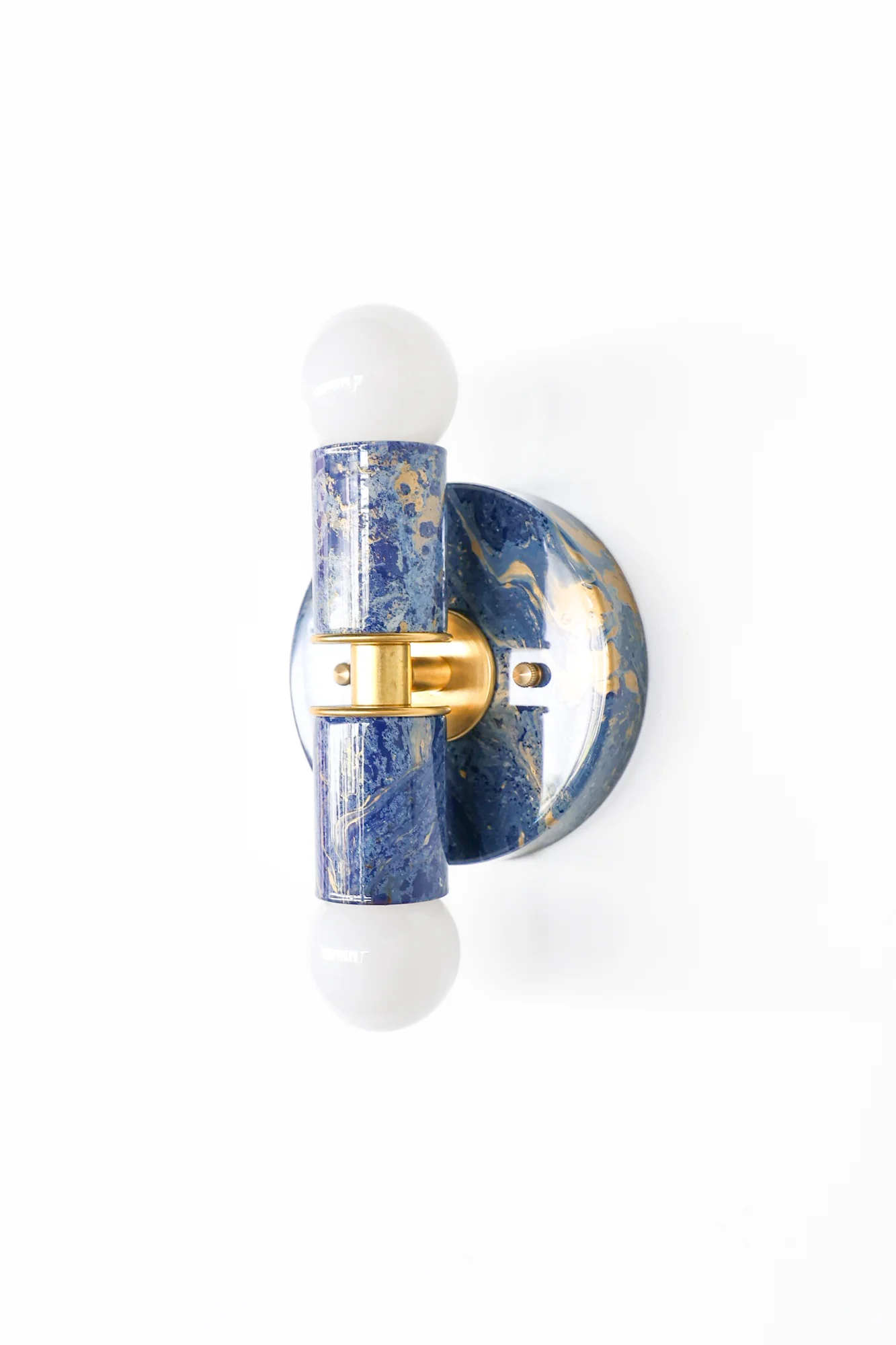 Navy, Cream, & Gold Marbled Small Thalia Sconces - Image 11