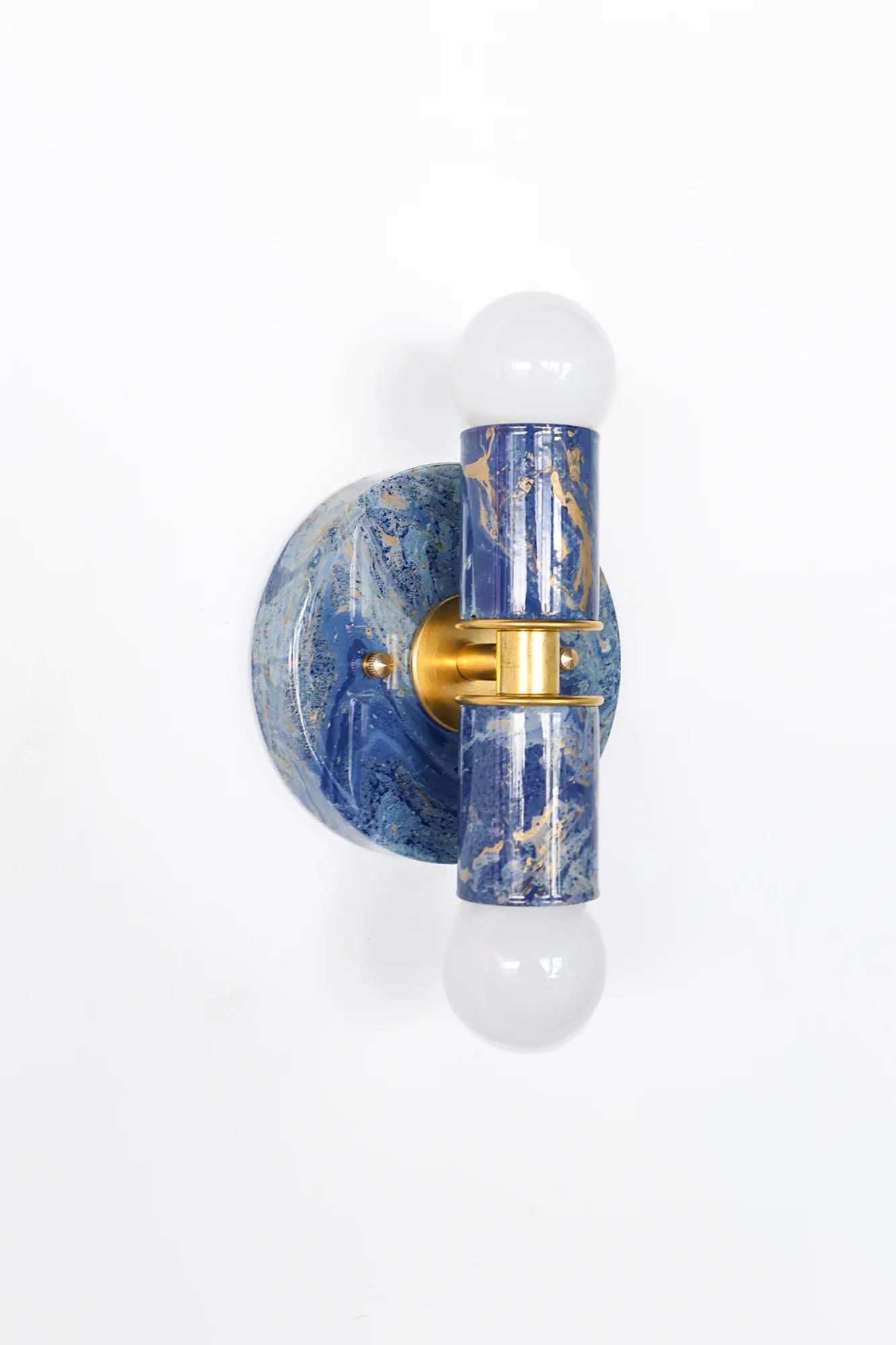 Navy, Cream, & Gold Marbled Small Thalia Sconces - Image 13