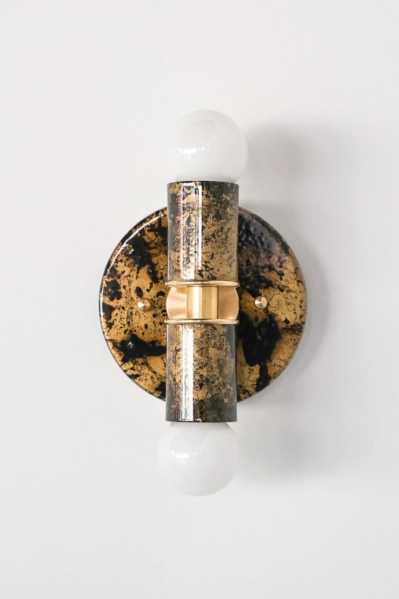 Olive Green, Black, & Gold Marbled Small Thalia Sconces - Image 10