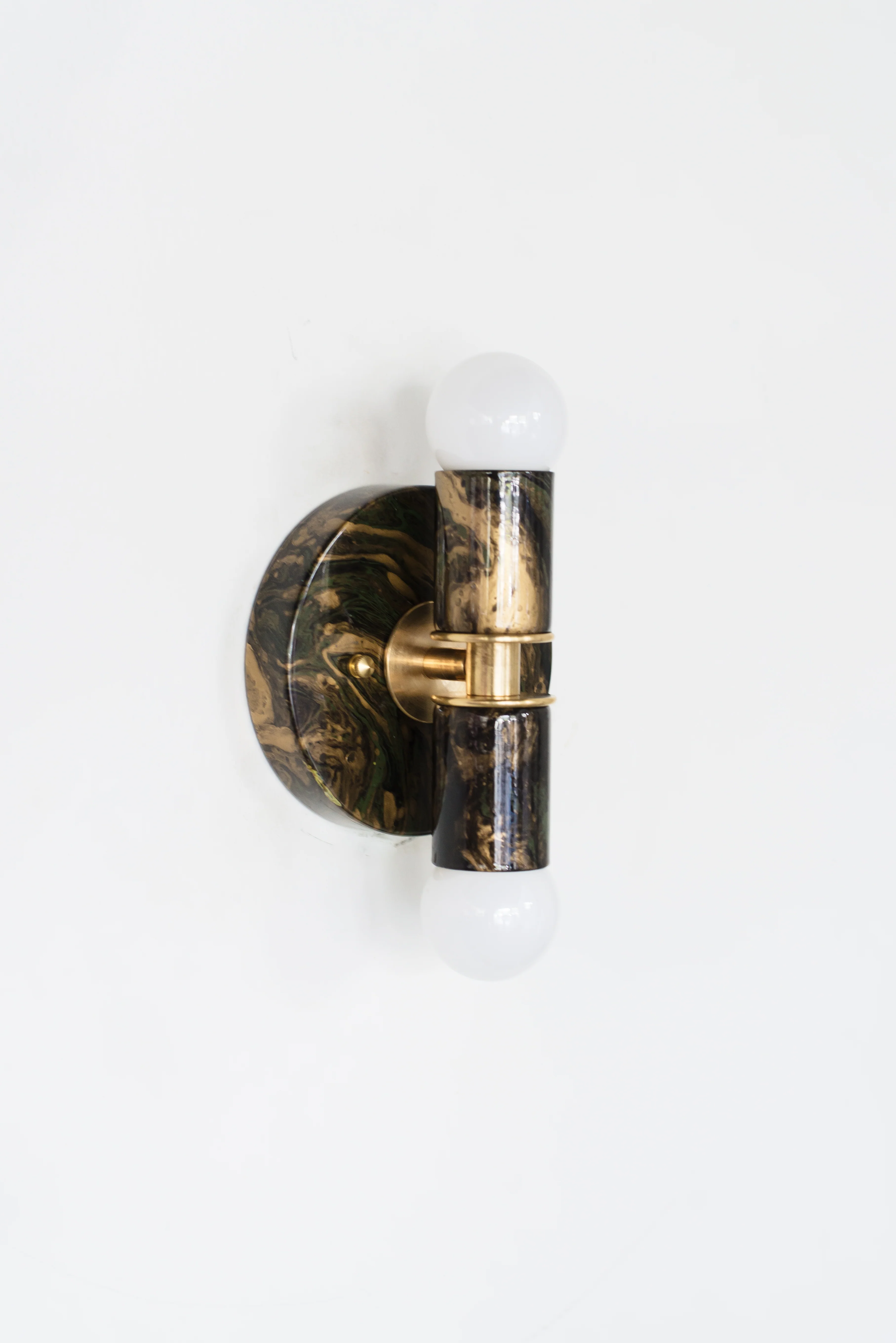 Olive Green, Black, & Gold Marbled Small Thalia Sconces - Image 16