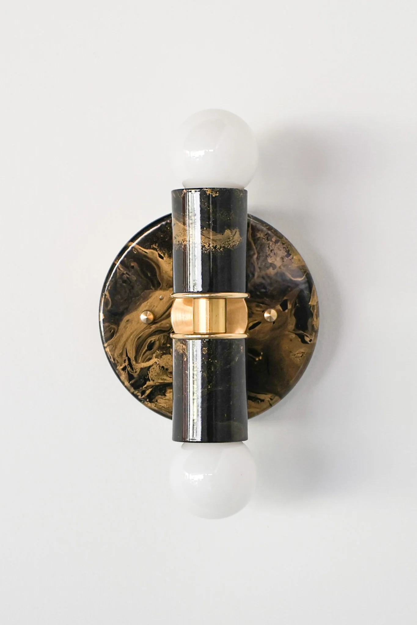 Olive Green, Black, & Gold Marbled Small Thalia Sconces - Image 9