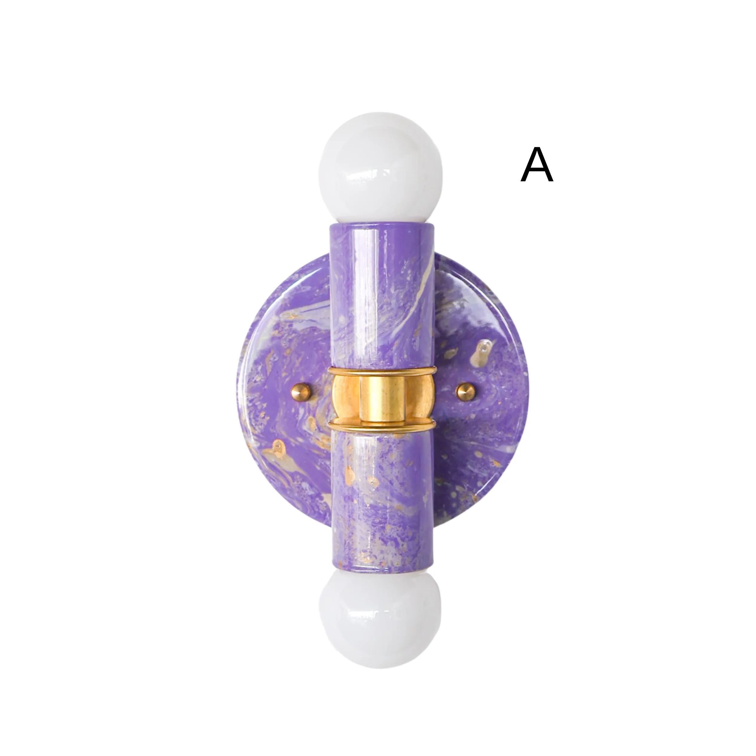 Orchid, Cream, & Gold Marbled Small Thalia Sconces - Image 4