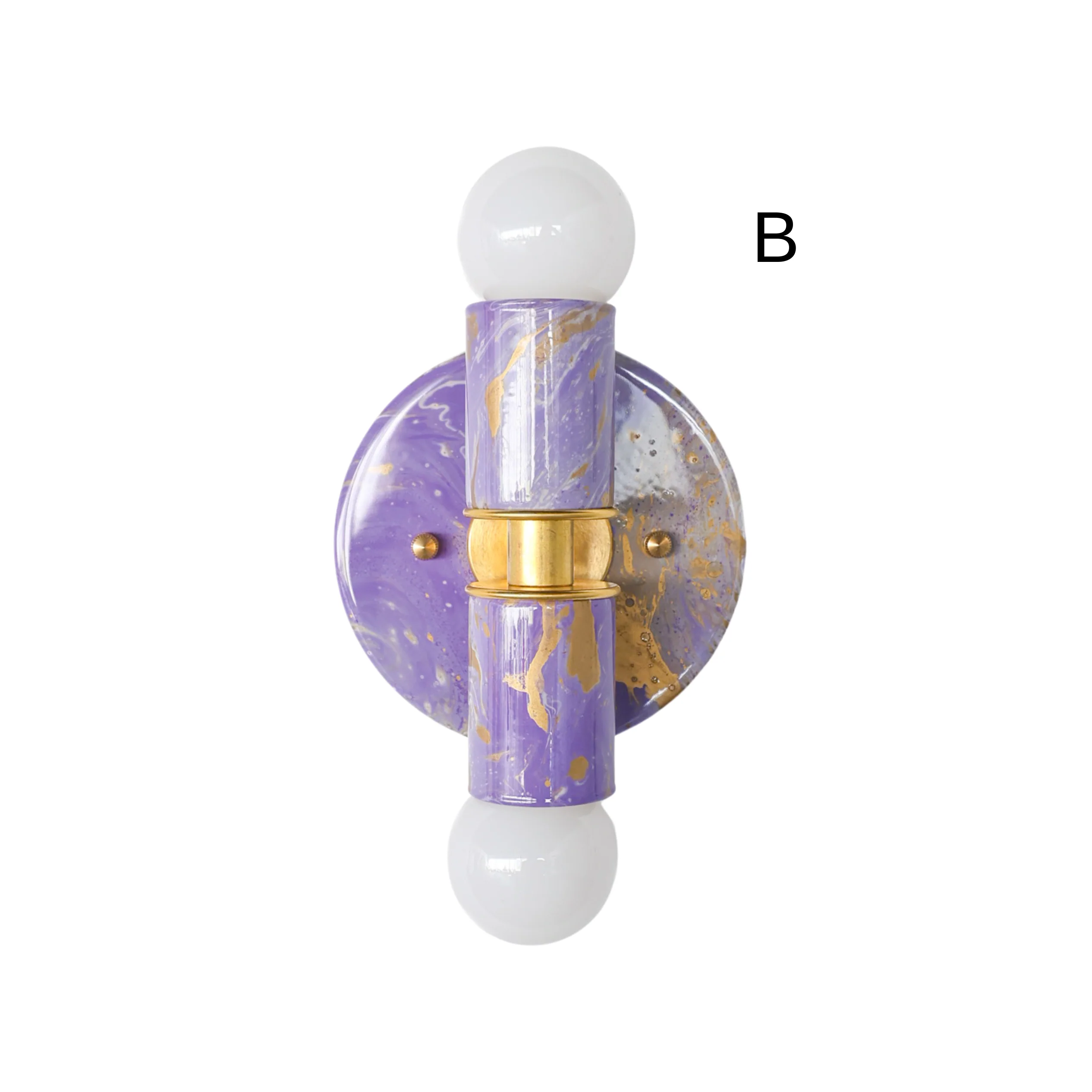 Orchid, Cream, & Gold Marbled Small Thalia Sconces - Image 5