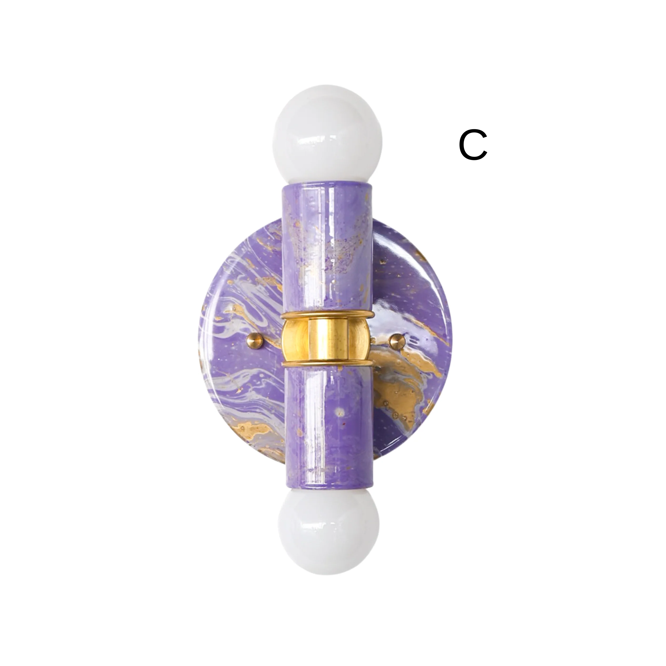 Orchid, Cream, & Gold Marbled Small Thalia Sconces - Image 6