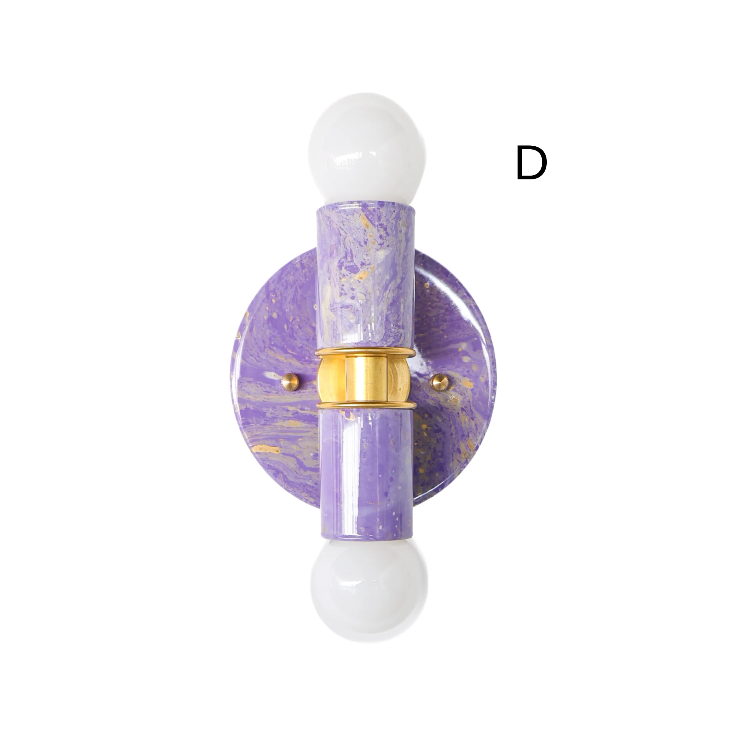 Orchid, Cream, & Gold Marbled Small Thalia Sconces - Image 7