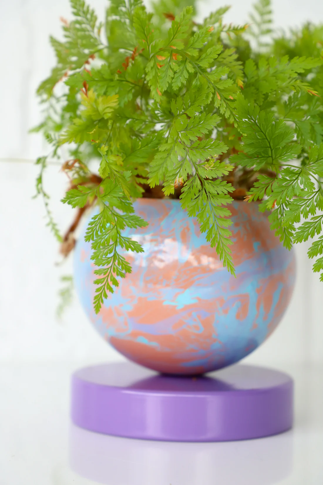 Orchid, Peach, & Light Blue Marbled Loa Planter - Image 3