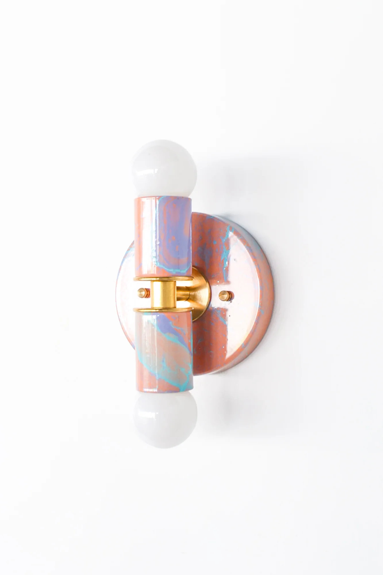 Peach, Lavender, & Light Blue Marbled Small Thalia Sconces - Image 22