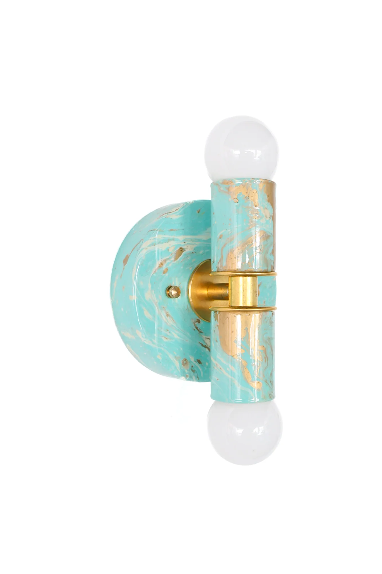 Poolside, Cream, & Gold Marbled Small Thalia Sconces - Image 14