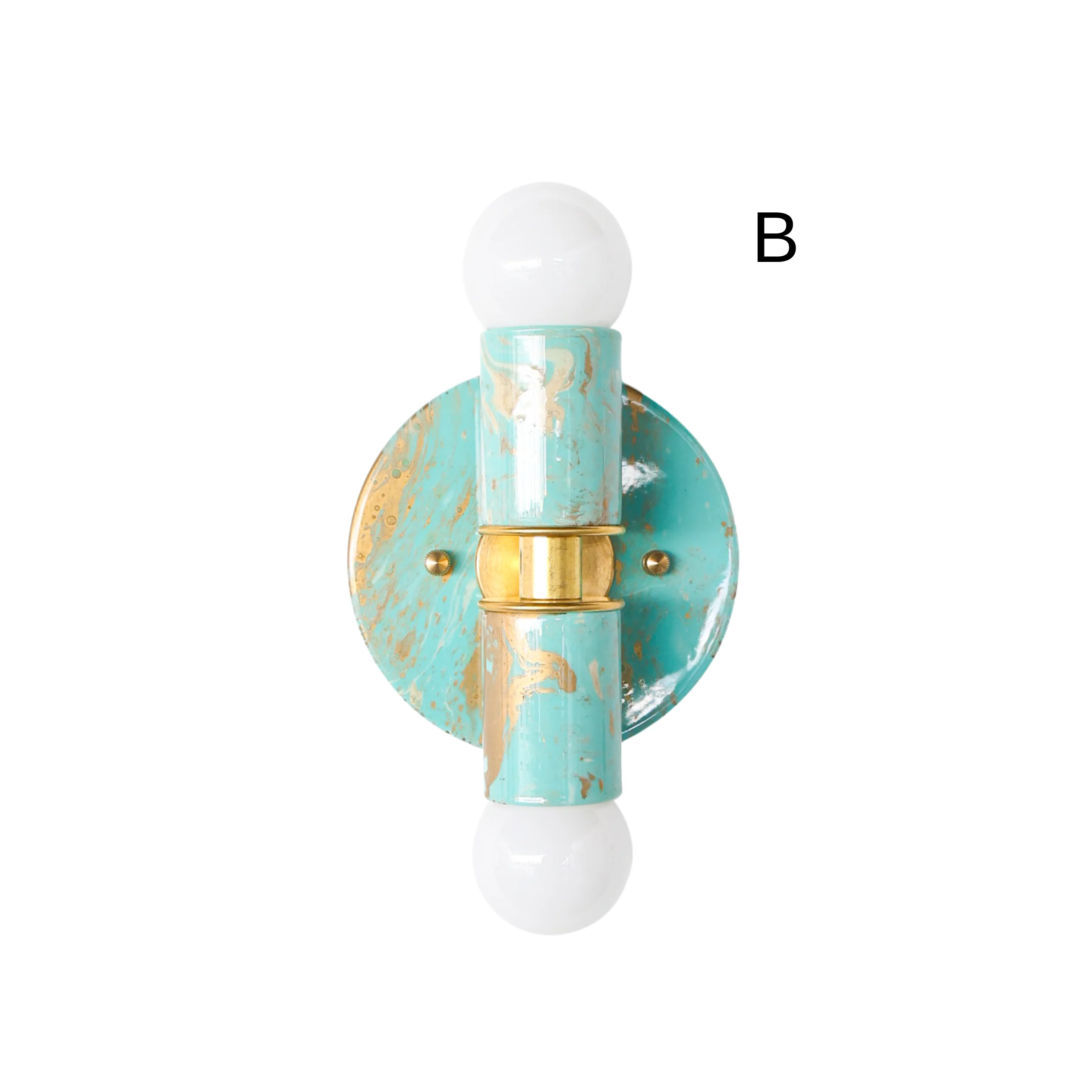 Poolside, Cream, & Gold Marbled Small Thalia Sconces - Image 3