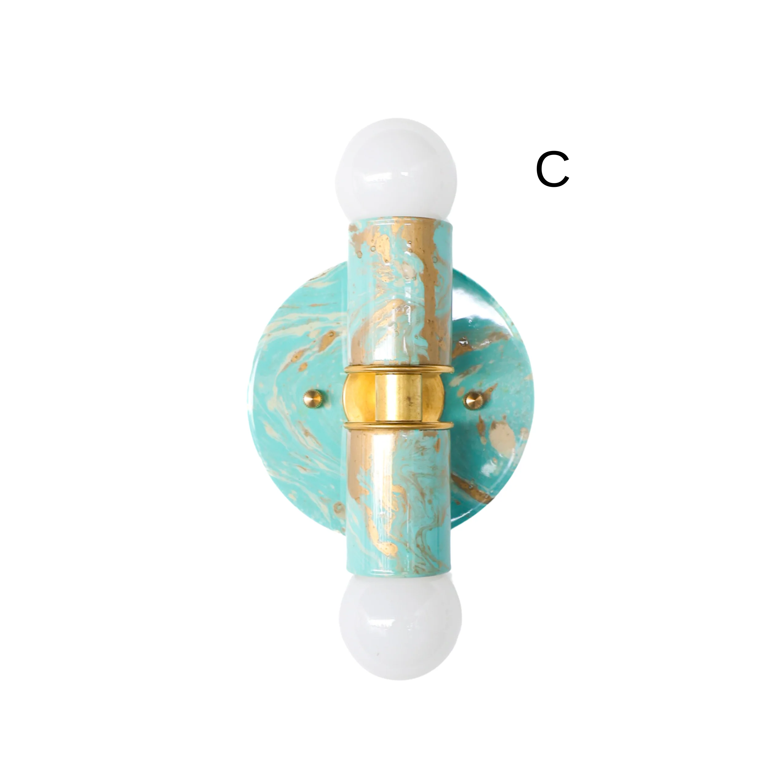 Poolside, Cream, & Gold Marbled Small Thalia Sconces - Image 4