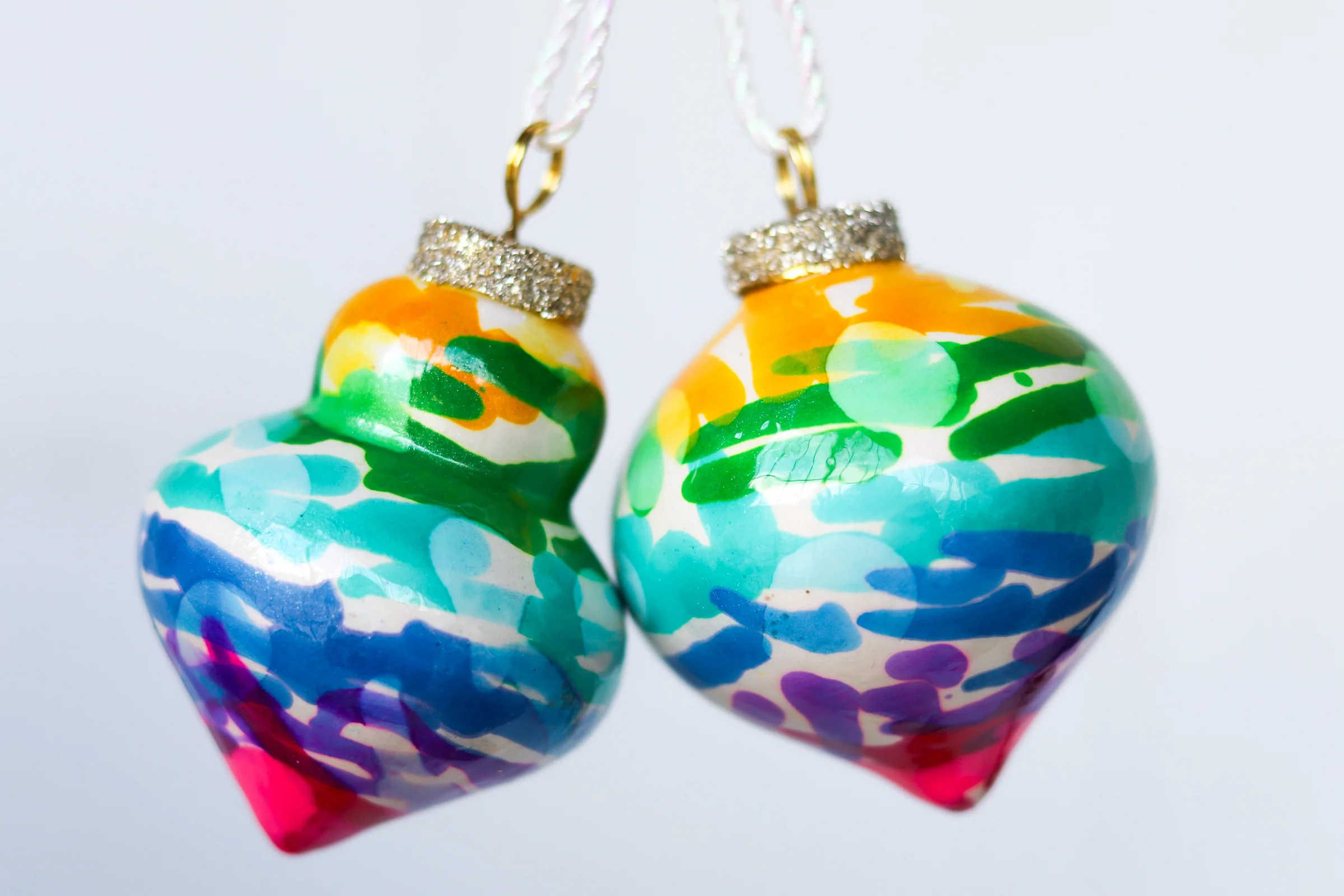 Shimmer Rainbow Painted Ornaments Set - Image 4