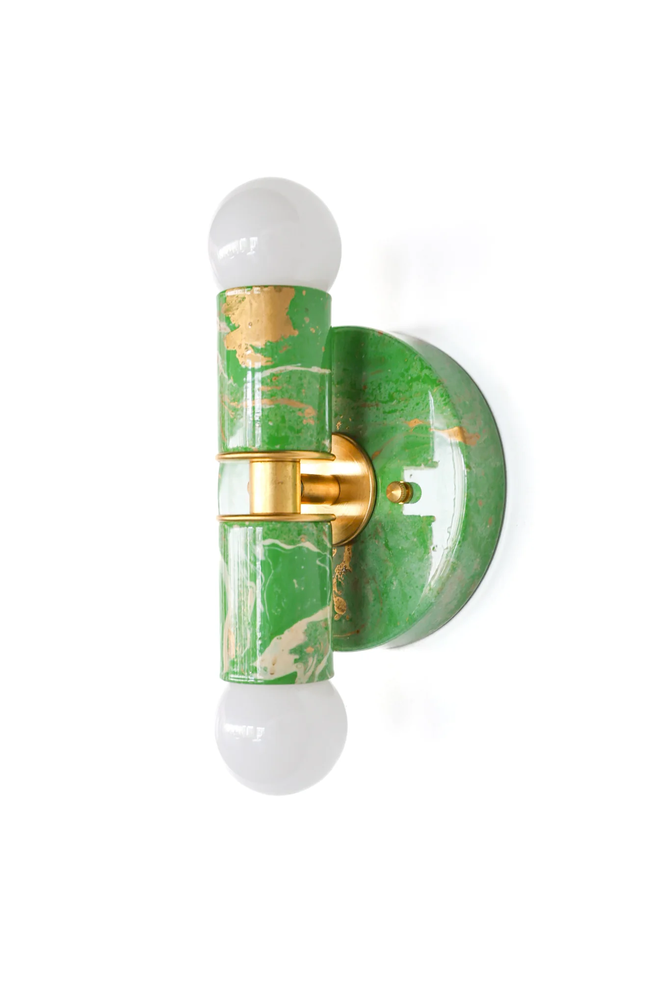 Spring Green, Cream, & Gold Marbled Small Thalia Sconces - Image 10
