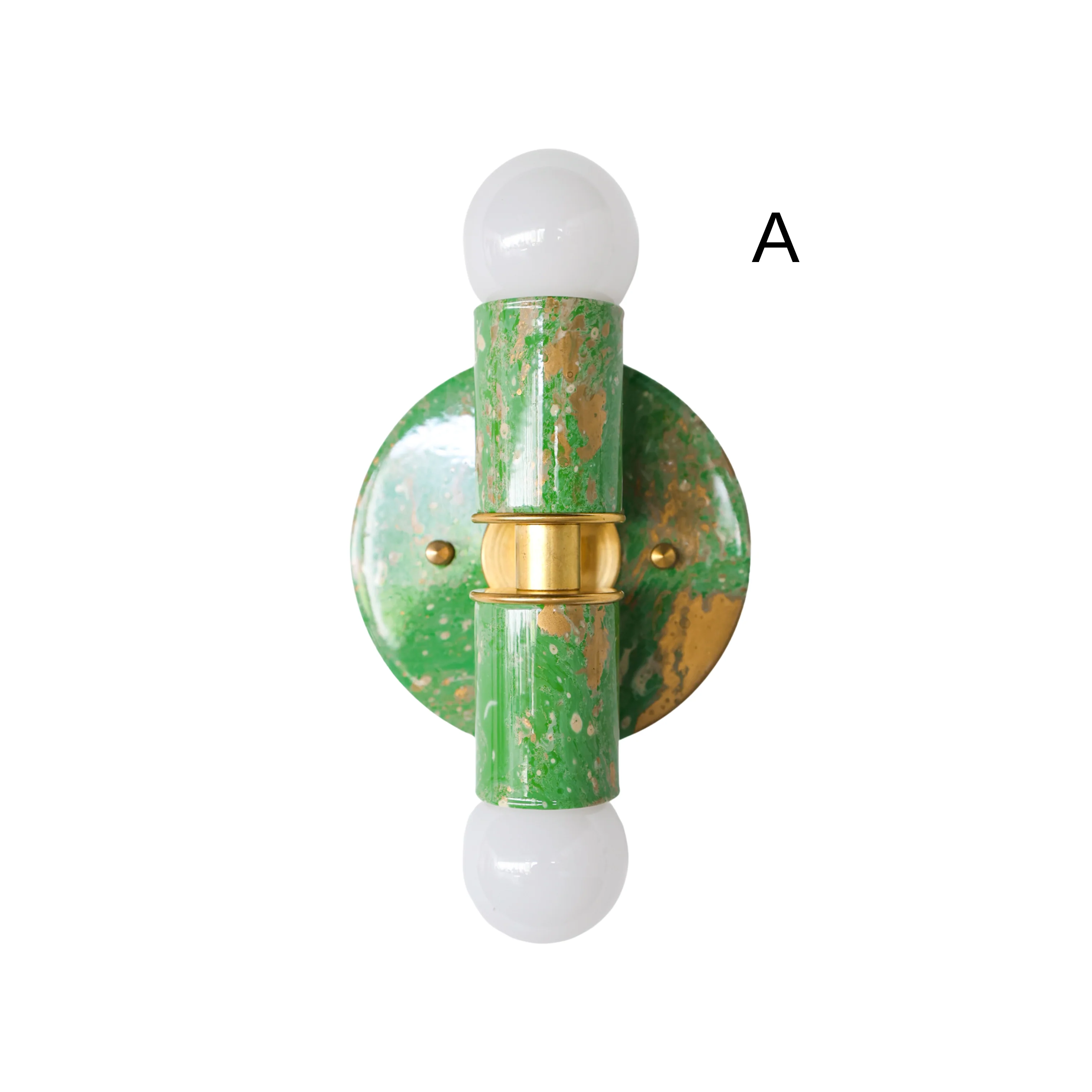 Spring Green, Cream, & Gold Marbled Small Thalia Sconces - Image 2