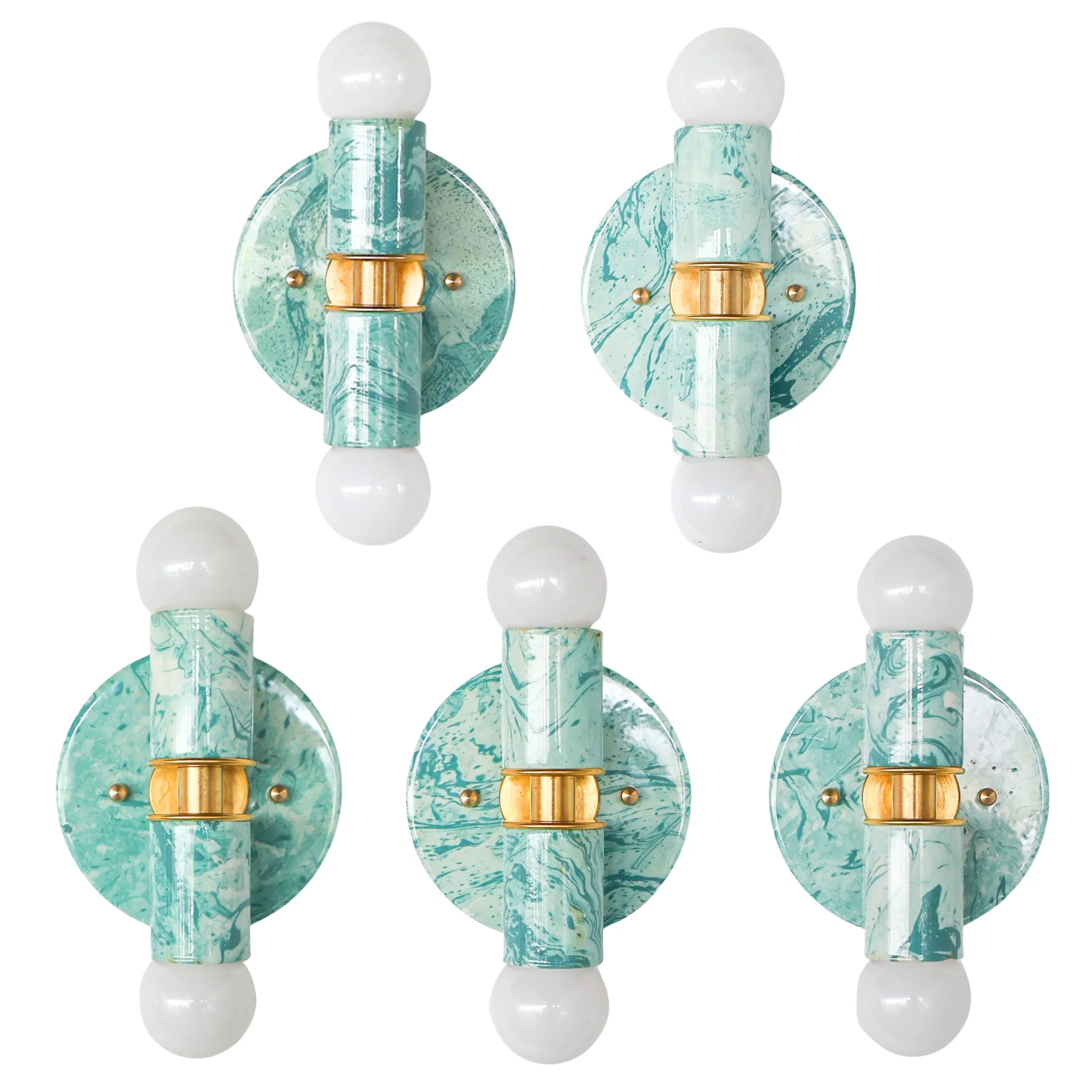 Teal & Cream Marbled Small Thalia Sconces