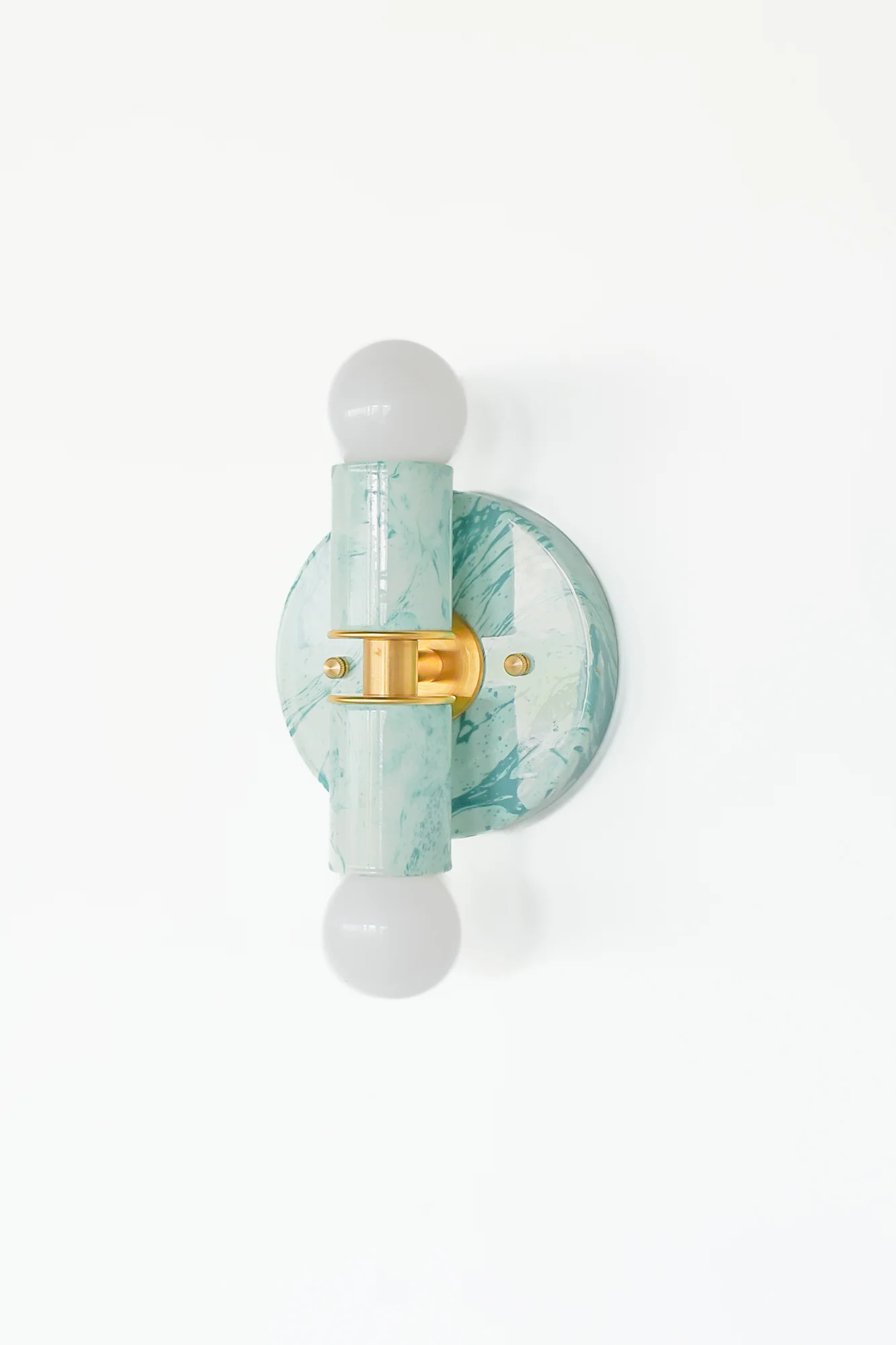 Teal & Cream Marbled Small Thalia Sconces - Image 15