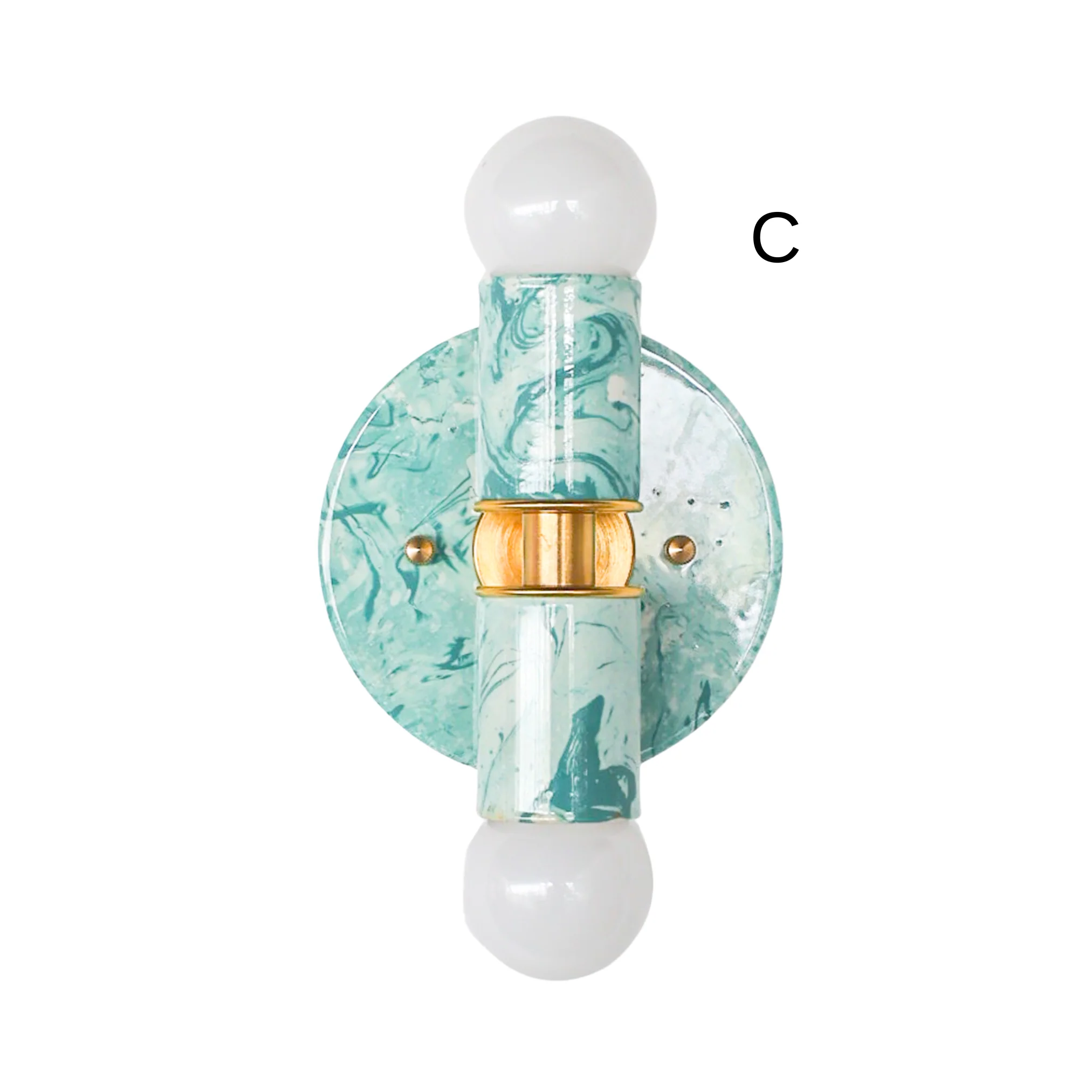 Teal & Cream Marbled Small Thalia Sconces - Image 4