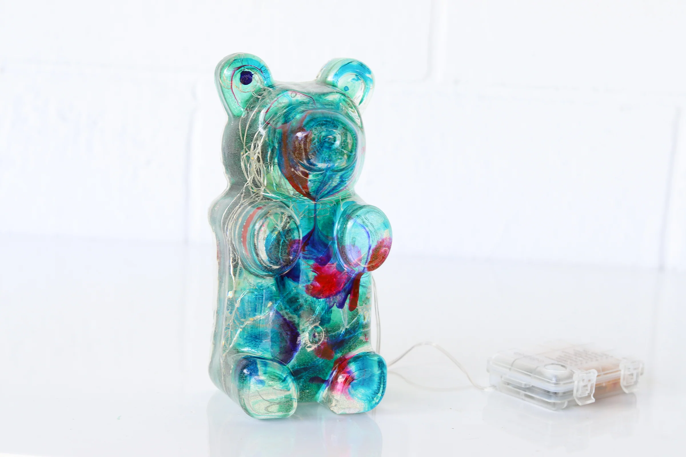 Teal, Purple, Pink Color Drip Nightlight Bear - Image 3