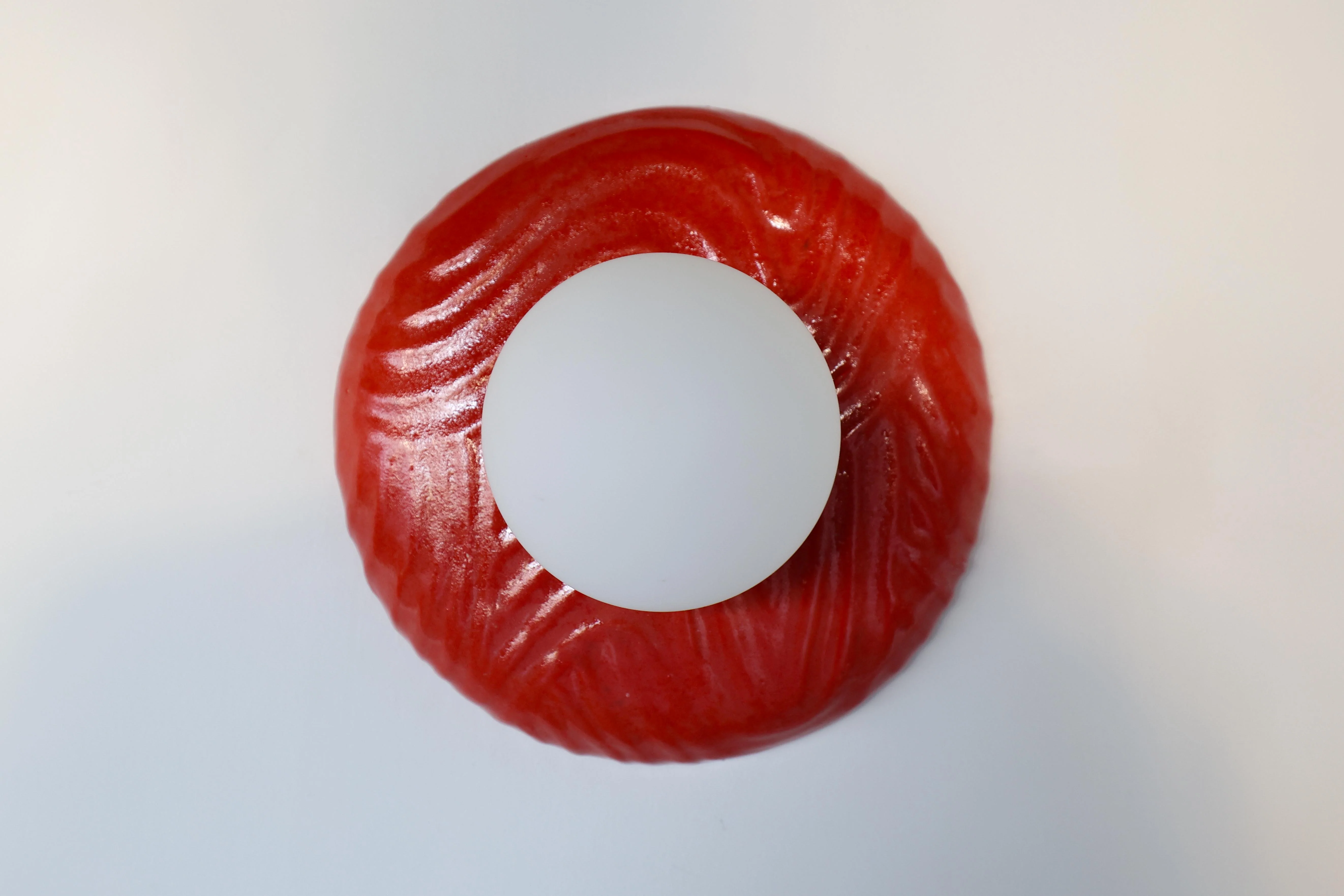 Vibrant Red Wavy Line Relief Globe Sconce - One of One - Image 3