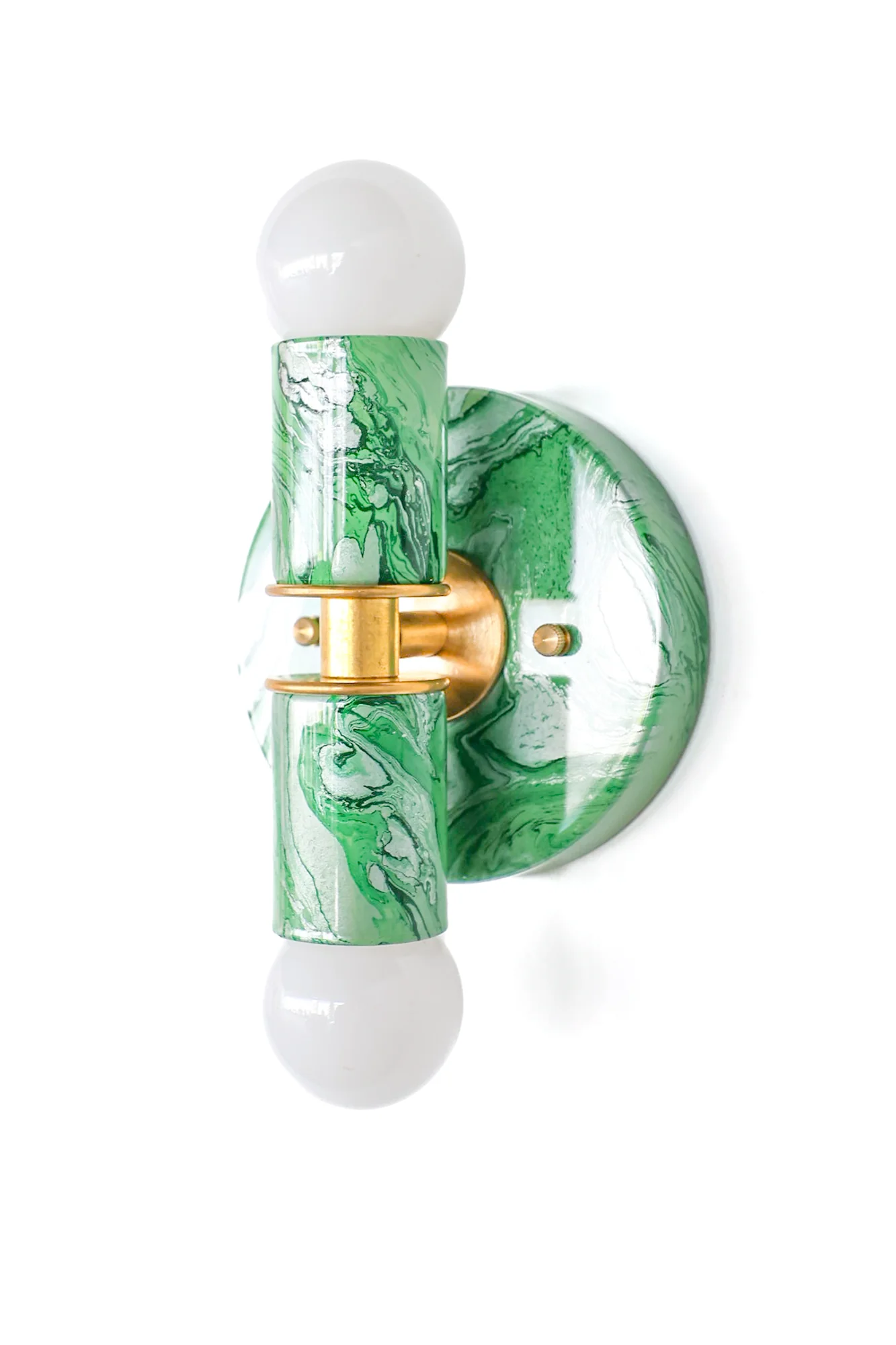 Vista Green, Dark Green, & Silver Marbled Thalia Sconces - Image 5