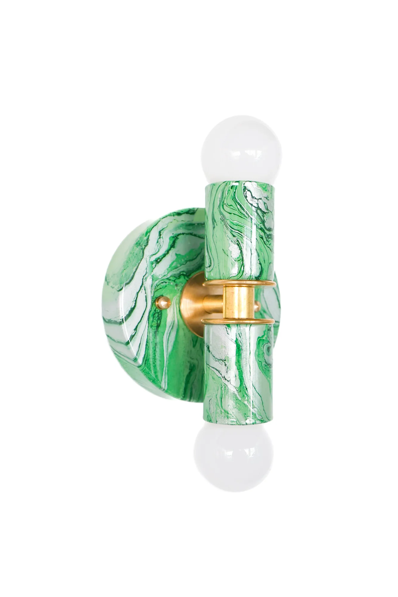 Vista Green, Dark Green, & Silver Marbled Thalia Sconces - Image 6