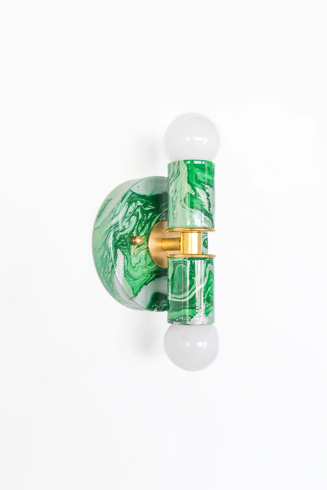 Vista Green, Dark Green, & Silver Marbled Thalia Sconces - Image 7